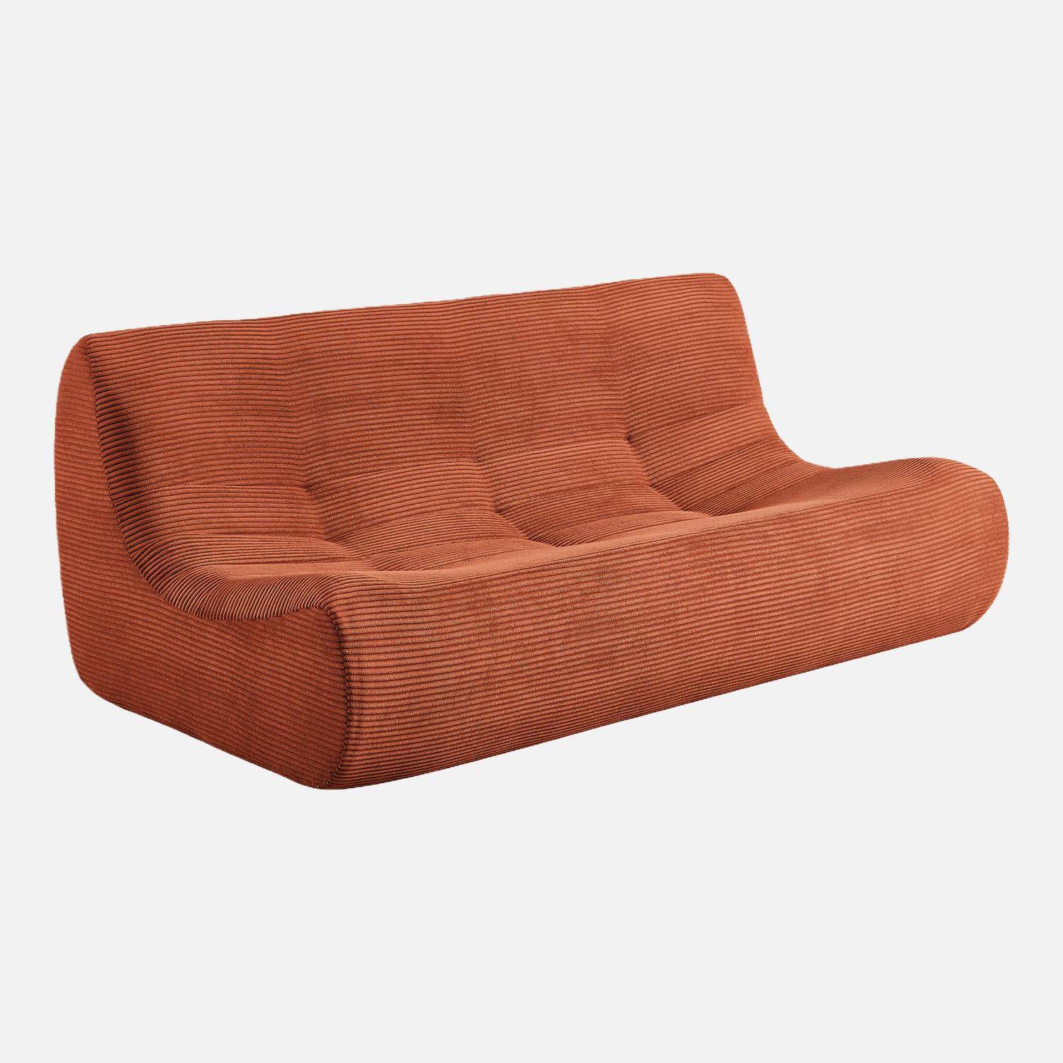 Canapé d'angle modulable 7 places avec repose pied velours côtelé terracotta - Sokol Photo2