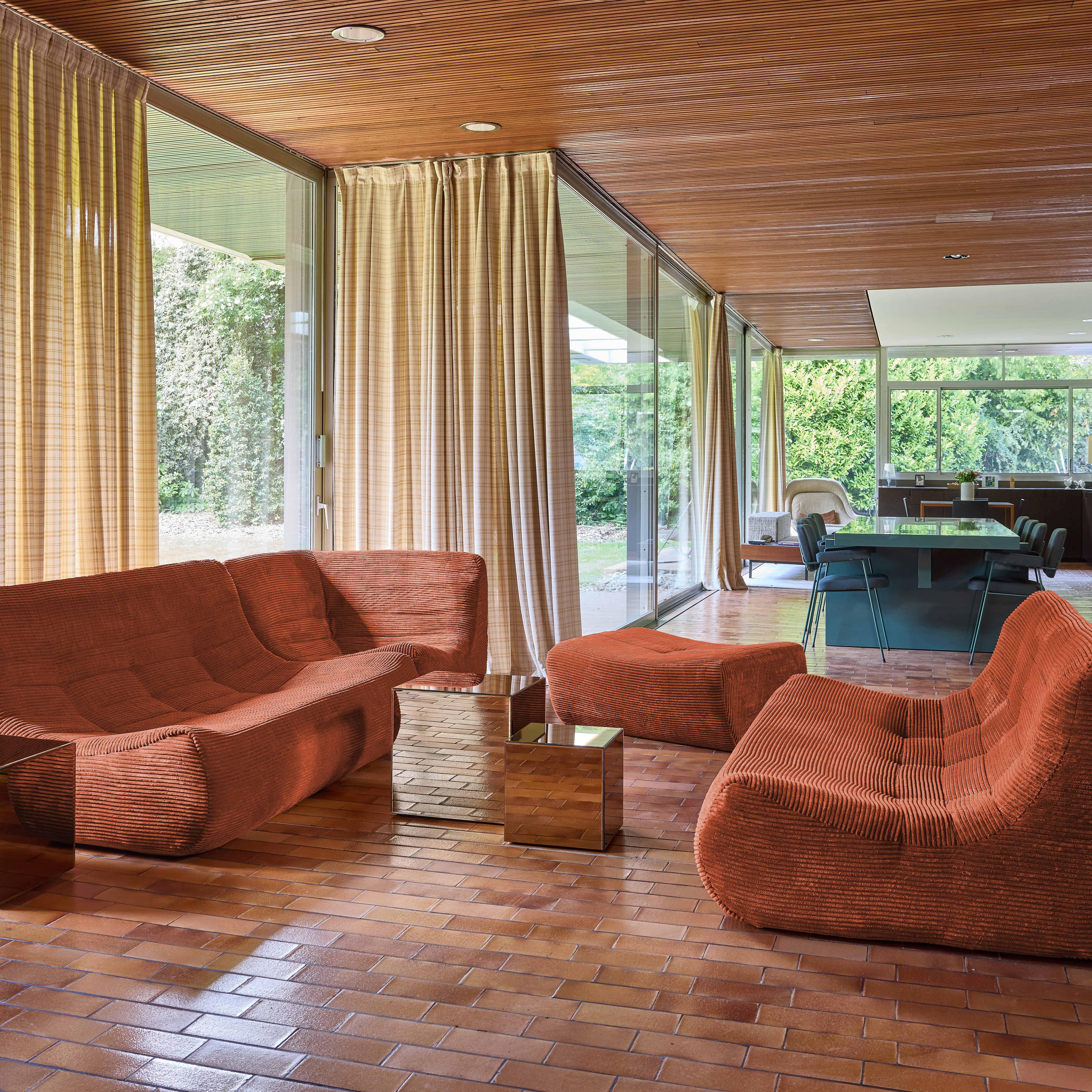 Modułowa sofa narożna 7-osobowa z podnóżkiem, sztruks terakota - Sokol Photo5