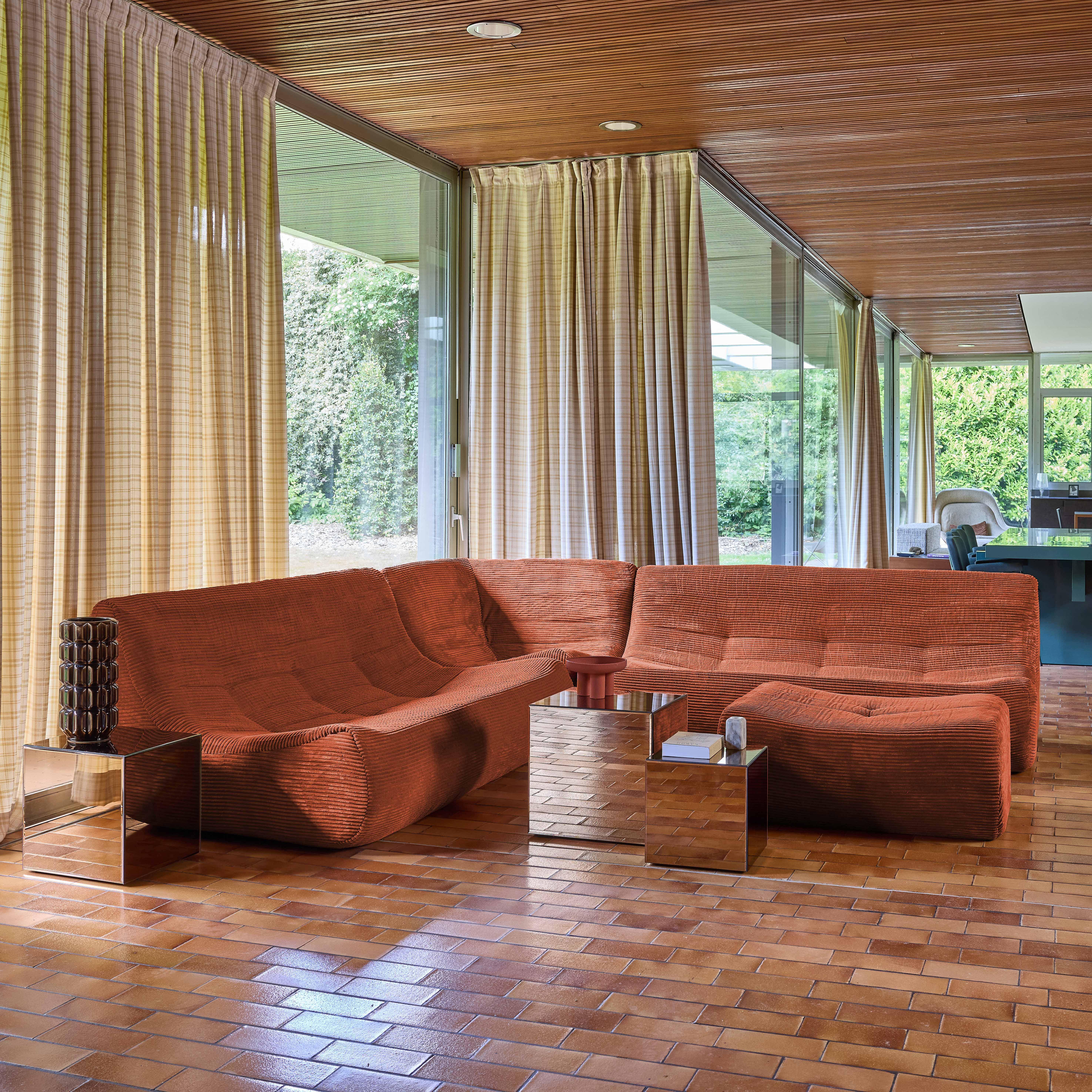 Modułowa sofa narożna 7-osobowa z podnóżkiem, sztruks terakota - Sokol Photo1