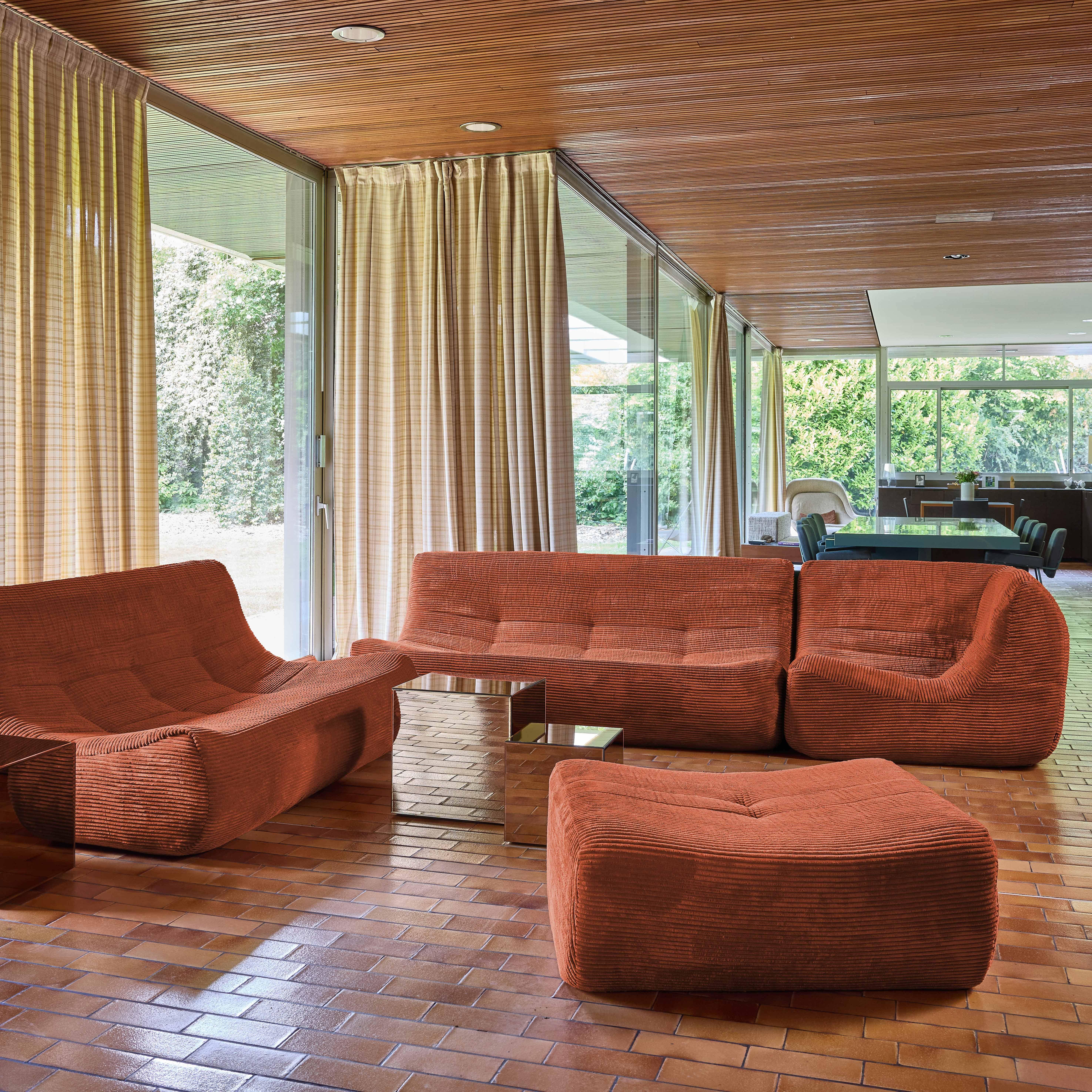 Modułowa sofa narożna 7-osobowa z podnóżkiem, sztruks terakota - Sokol Photo4