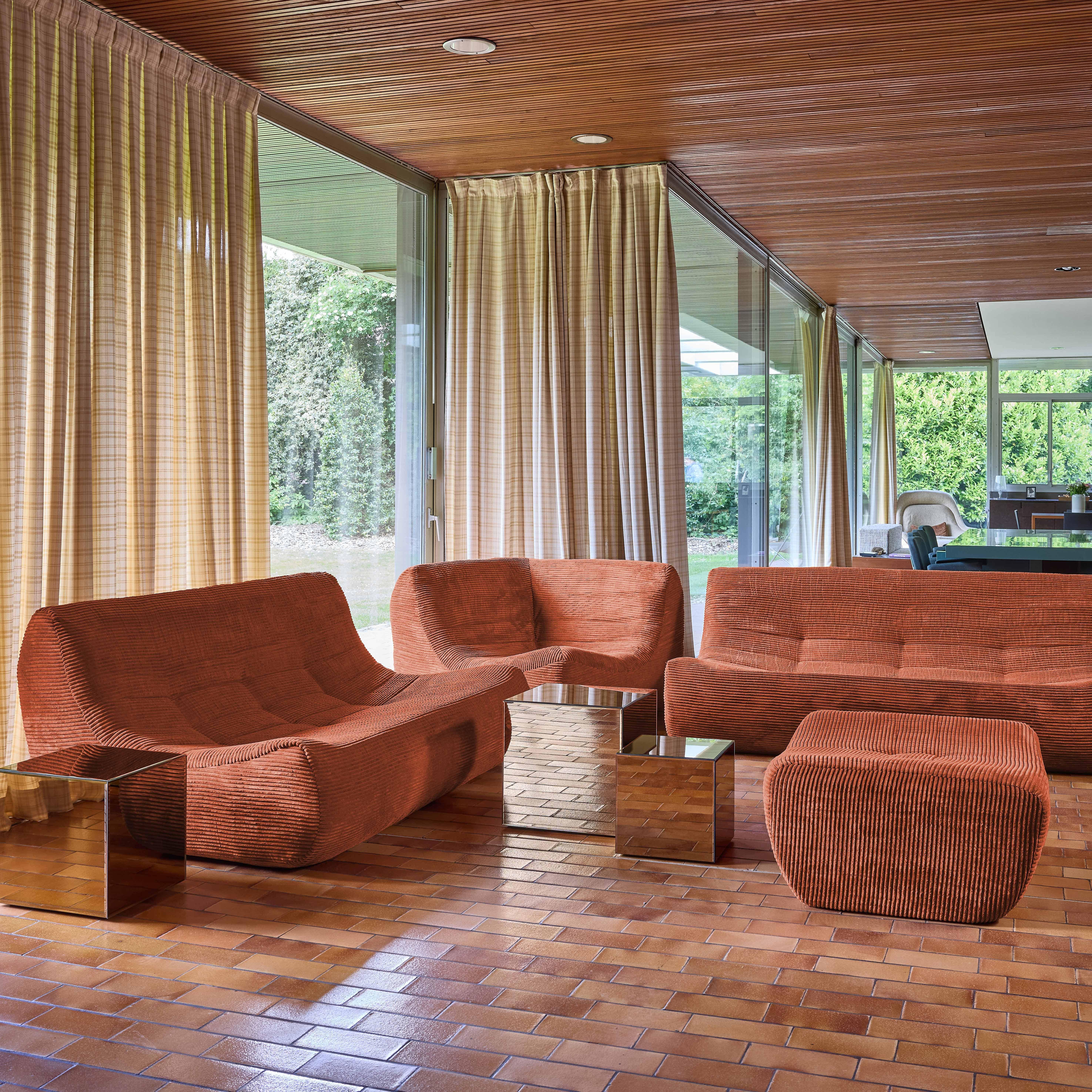 Modułowa sofa narożna 7-osobowa z podnóżkiem, sztruks terakota - Sokol Photo2
