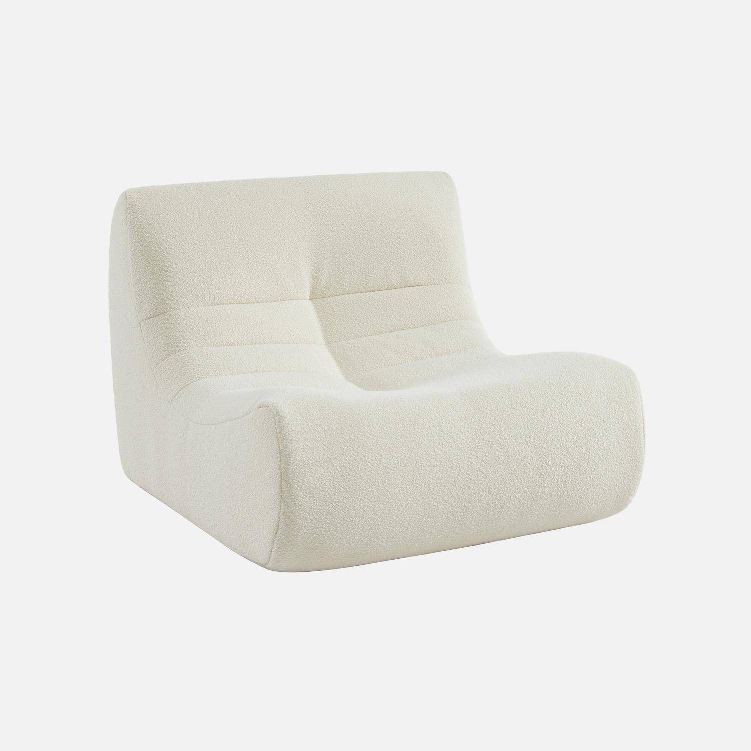 Chauffeuse bouclette texturée 1 place avec repose pieds blanc - Sokol,sweeek,Photo2