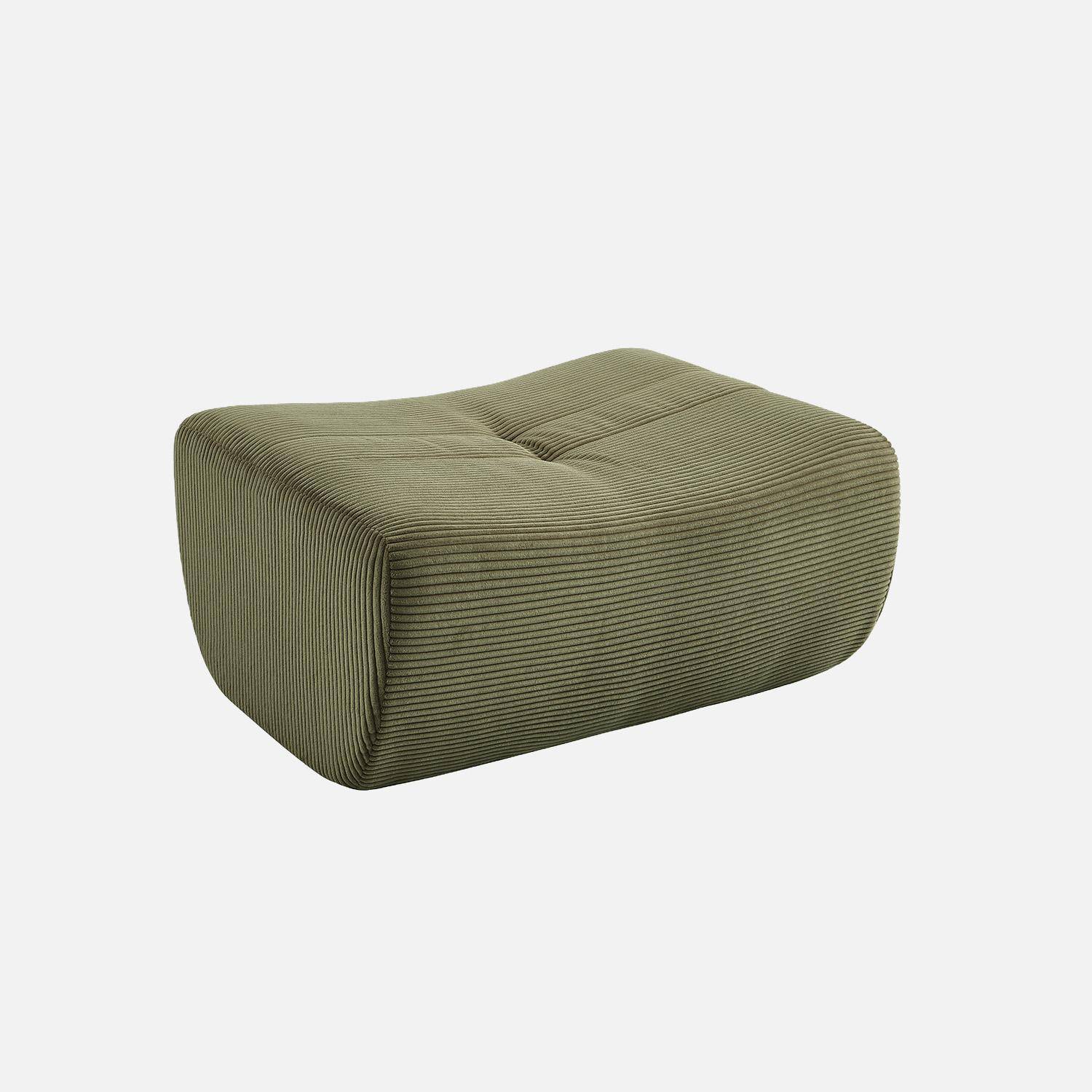 Sillón de terciopelo de pana fina con reposapiés, 1 plaza Verde kaki - 91x105x72 cm,sweeek,Photo4