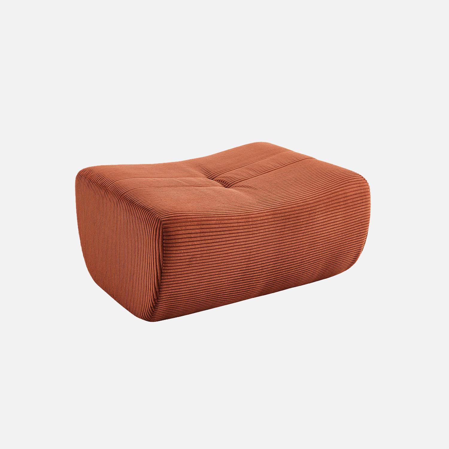 Sillón de terciopelo de pana fina con reposapiés, 1 plaza Terracotta - 91x105x72 cm,sweeek,Photo4