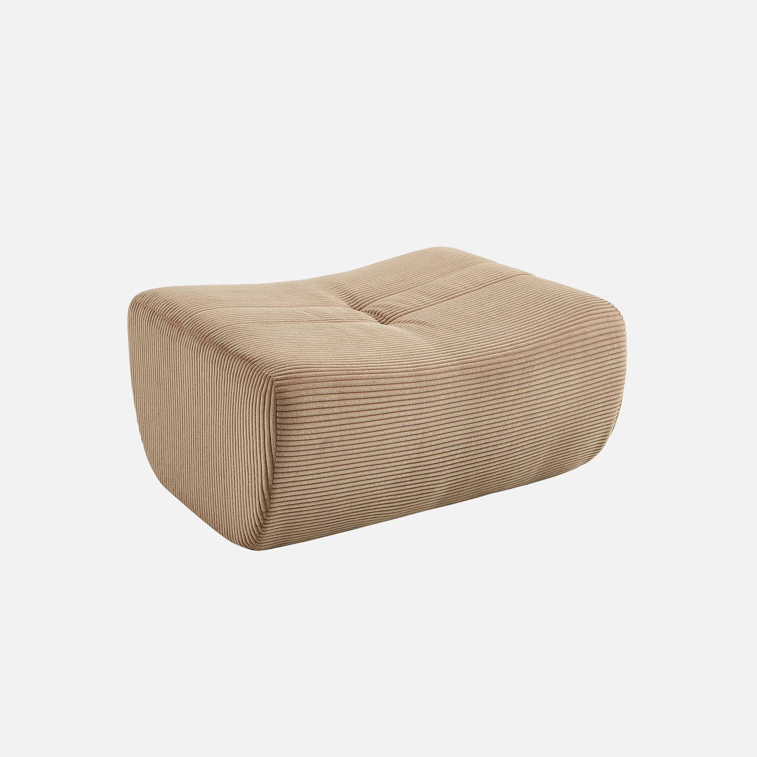 Módulo para sofá modular com apoio para os pés em veludo canelado, 1 lugar Bege escuro - 91x105x72 cm,sweeek,Photo4