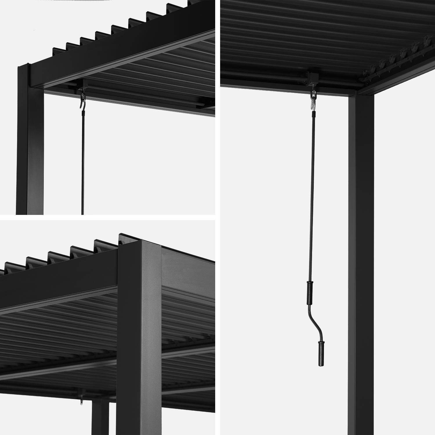 Pergola bioclimatique aluminium et acier 3x6m lames orientables + 4 stores 3m PALACE noir,sweeek,Photo6