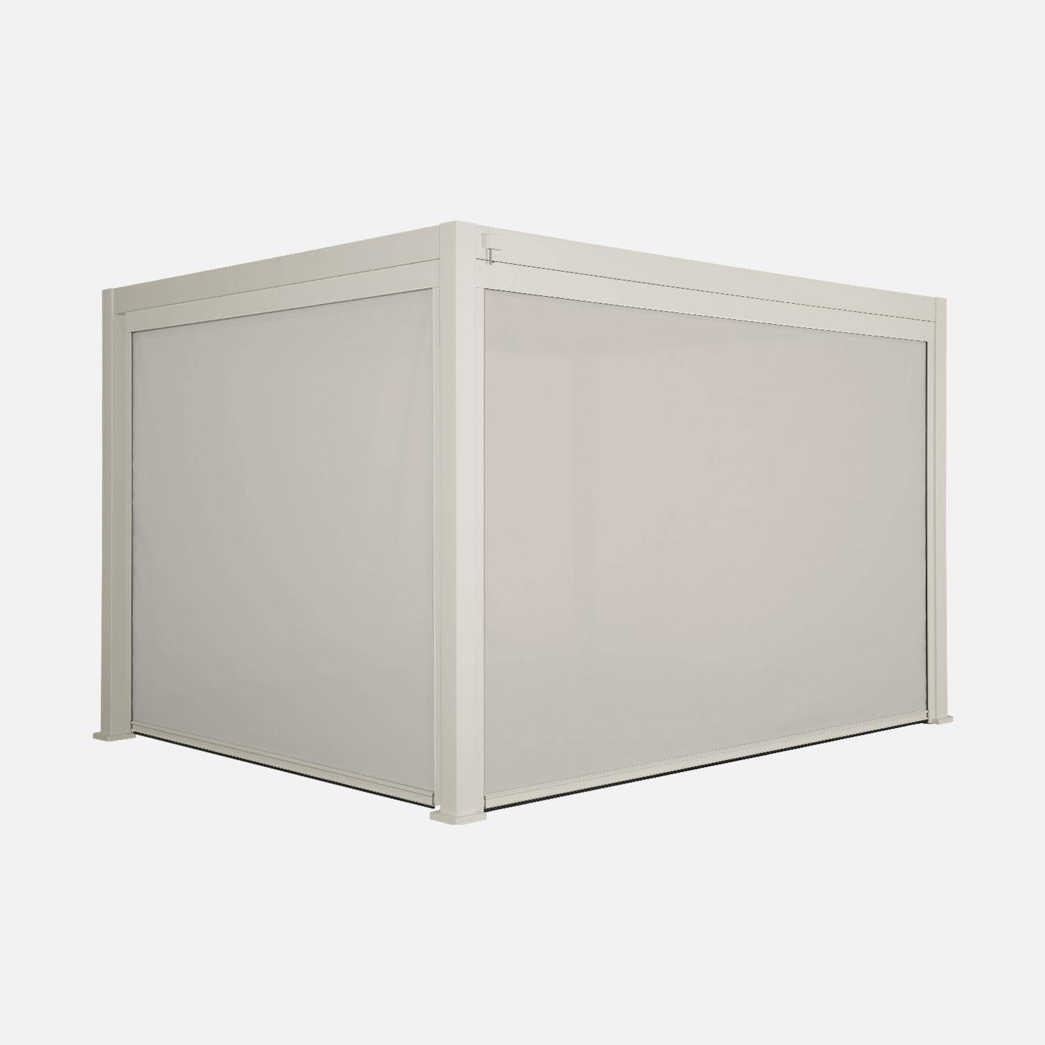 Pergola Bioclimatique beige 4x3m, aluminium à lames orientables + store 3m + store 4m,sweeek,Photo1