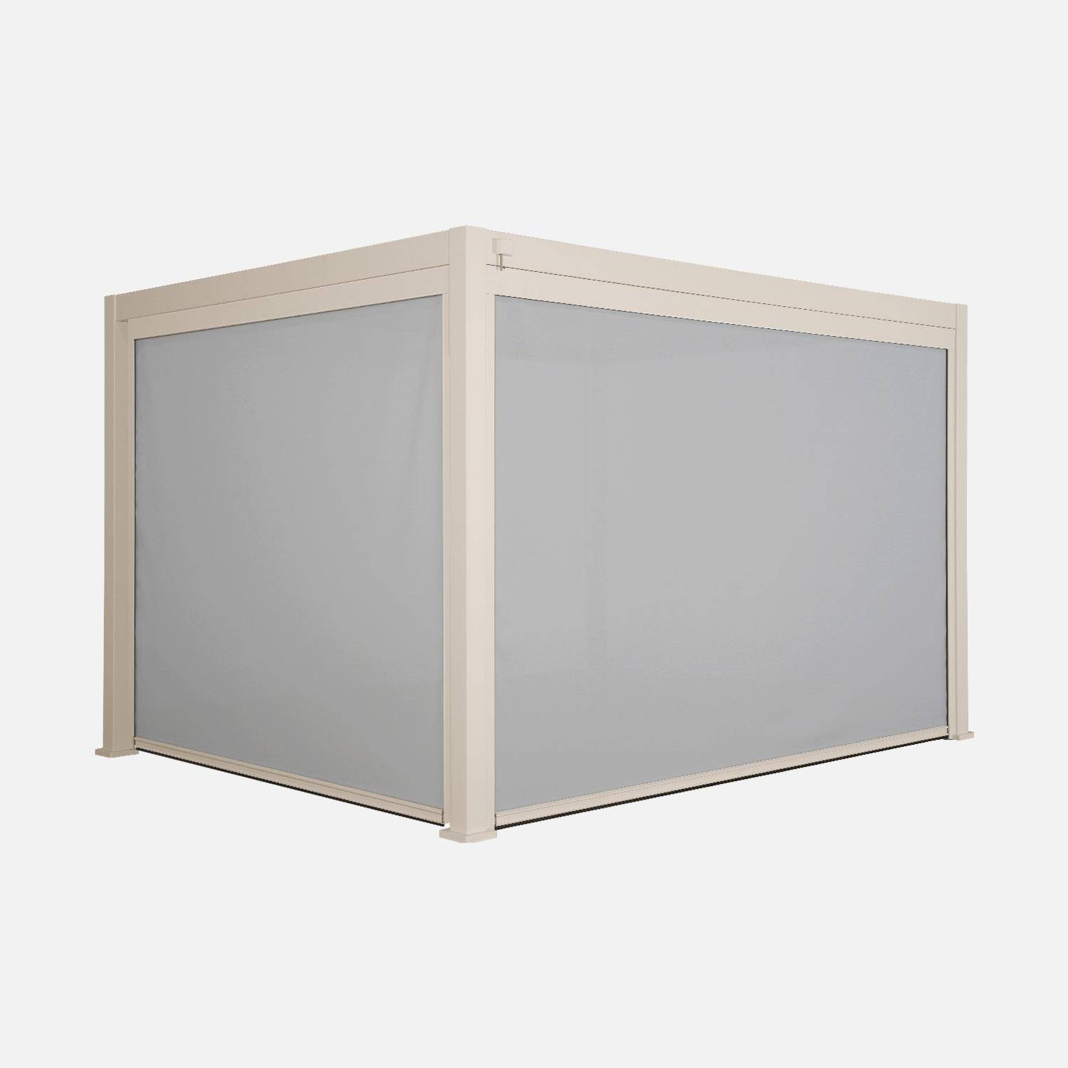 Pergola met lamellendak 4x3m aluminium lamellen verstelbaar met 1 zonnescherm 3m en 1 zonnescherm 4m beige - Triomphe Photo4