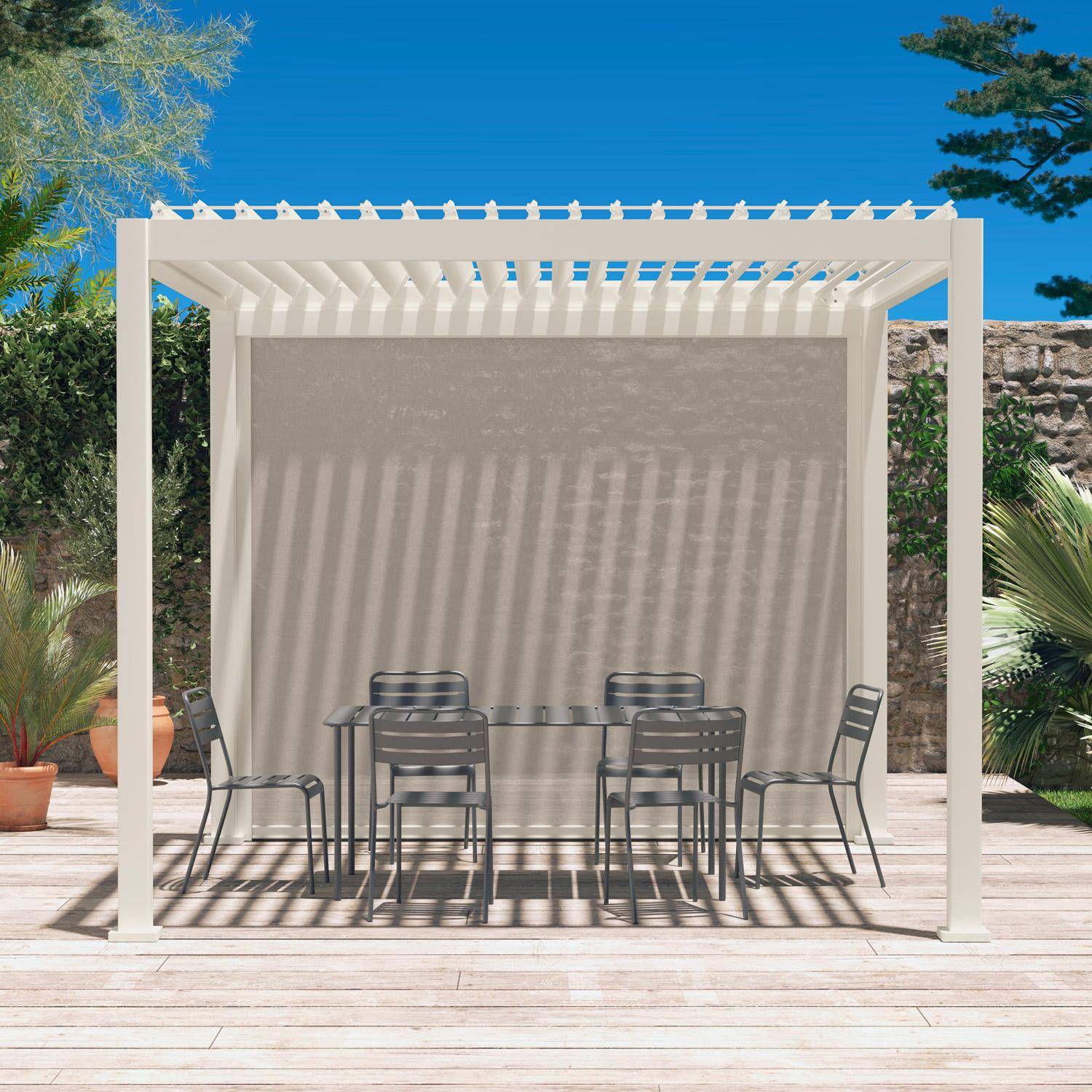 Pergola lamelowa beżowa z regulowanymi lamelami 3x4m + markiza 3m,sweeek,Photo1