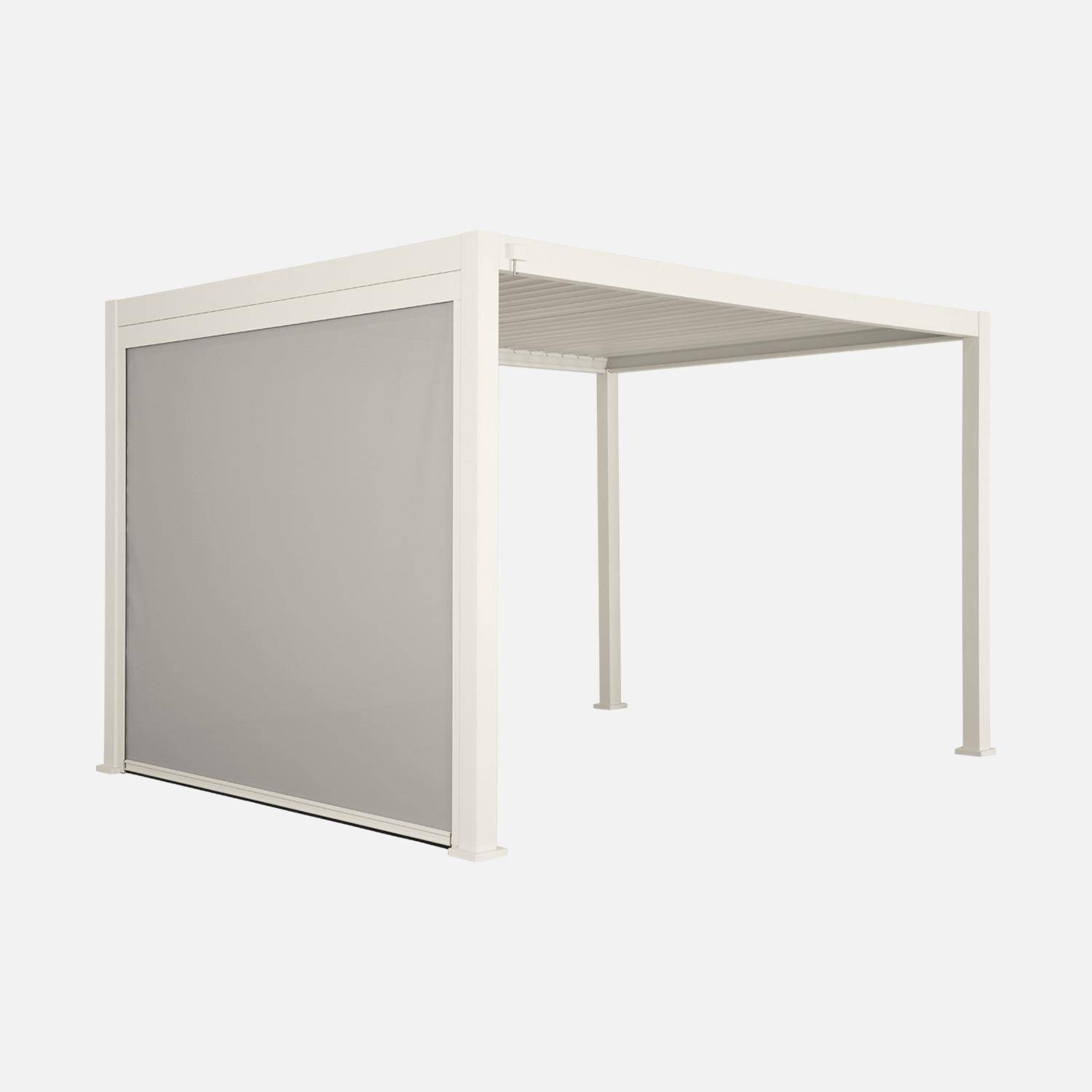 Pergola Bioclimatique beige – Triomphe – 4x3m, aluminium, à lames orientables + store 3m Photo3