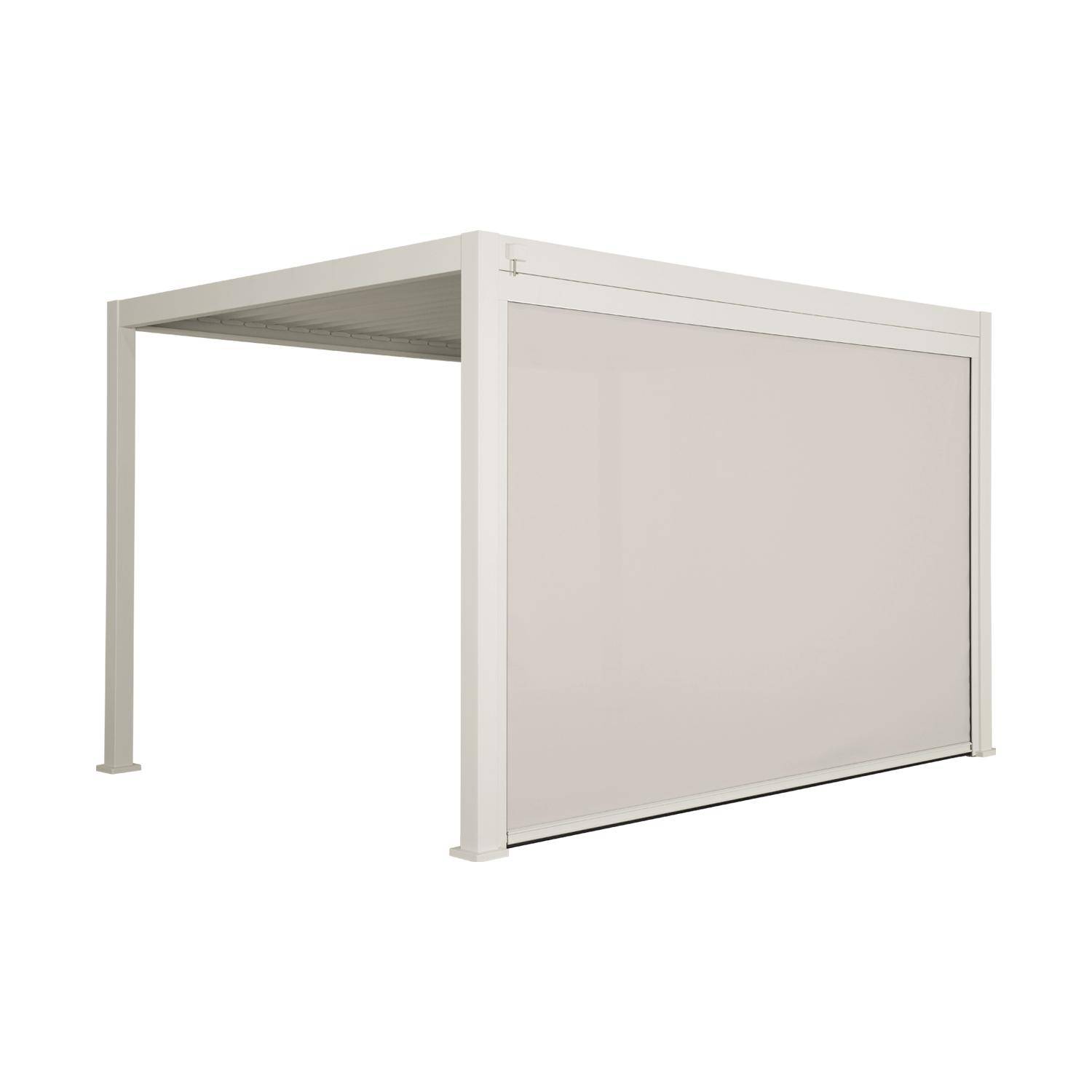 Pergola Bioclimatique beige – Triomphe – 4x3m, aluminium, à lames orientables + store 4m Photo4