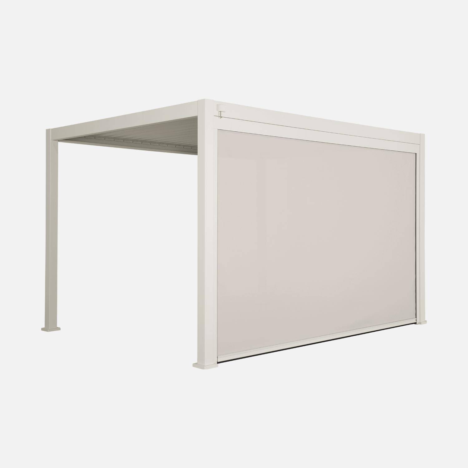 Pergola Bioclimatique beige – Triomphe – 4x3m, aluminium, à lames orientables + store 4m Photo1