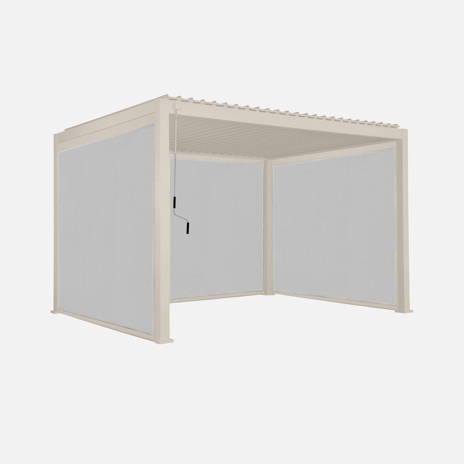 Pergola lamelowa z aluminium, lamele regulowane 4x3m + 2 markizy 3m + 1 markiza 4m Triomphe beżowa Photo1