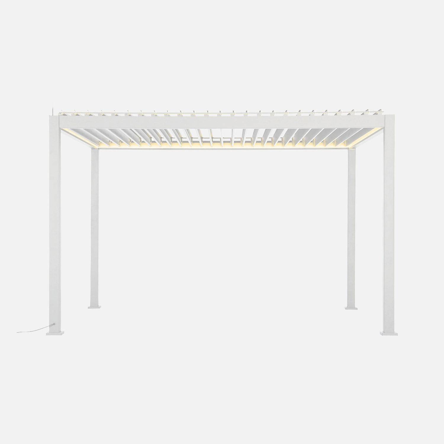 Pérgola bioclimática 3x4m eléctrica LED + toldo 3m + toldo 4m Blanco - 301x301x236.5 cm,sweeek,Photo2
