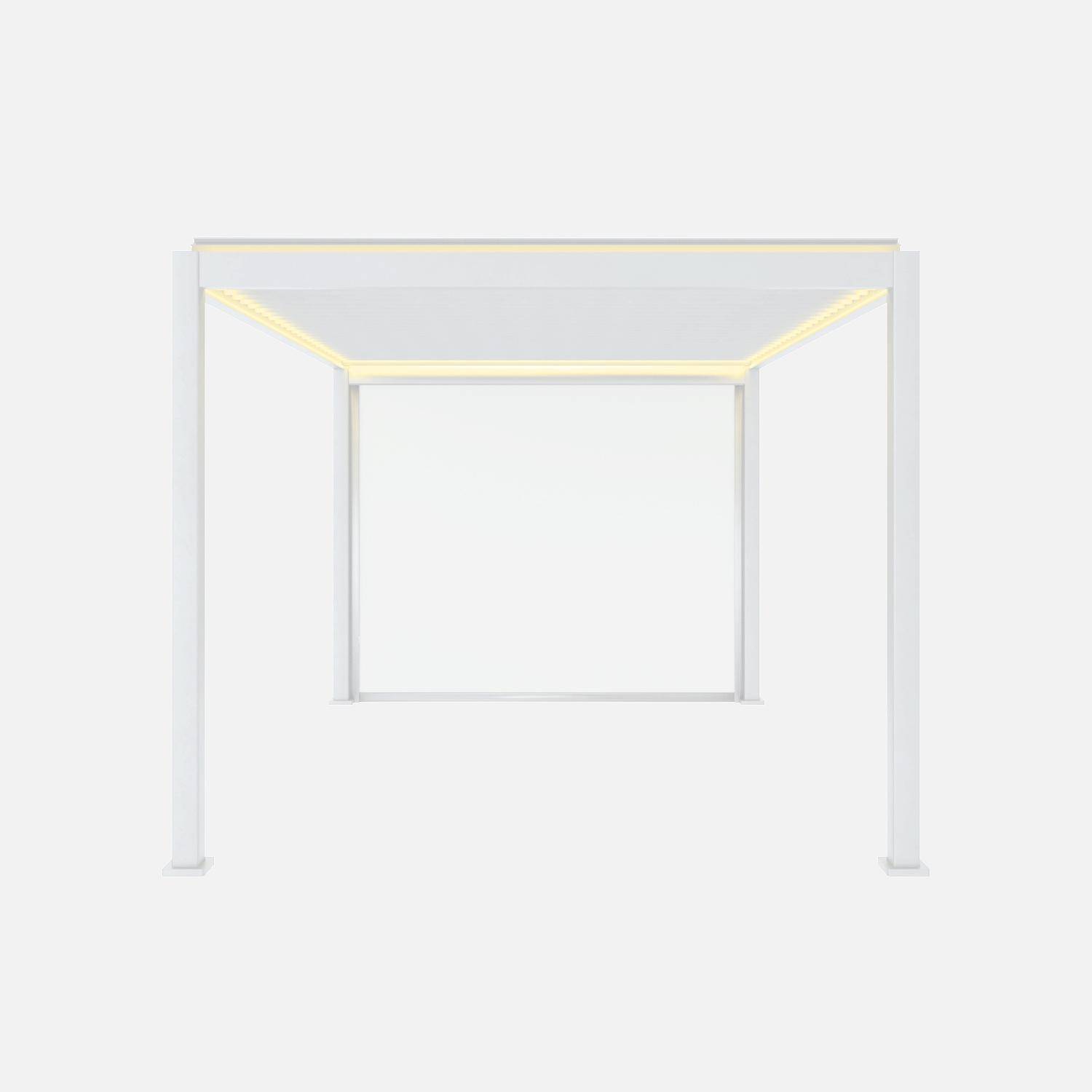 Pergola bioclimatique électrique 3x4m, aluminium, à lames orientables avec éclairage LED + store 3m Photo1