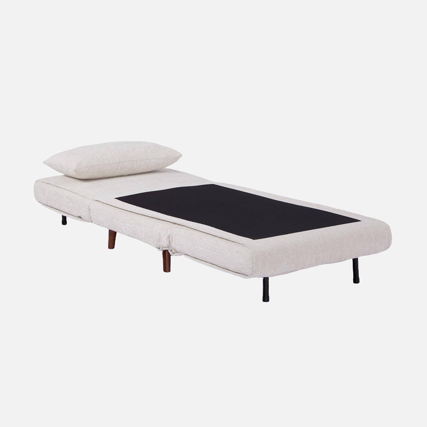 Chauffeuse convertible tissu chenille piètement bois 1 place blanc - Guest,sweeek,Photo5