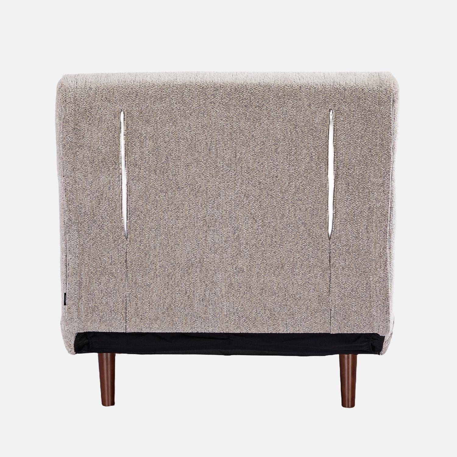 Sillón convertible de tela chenilla con patas de madera Beige - 77x91x83 cm Photo3