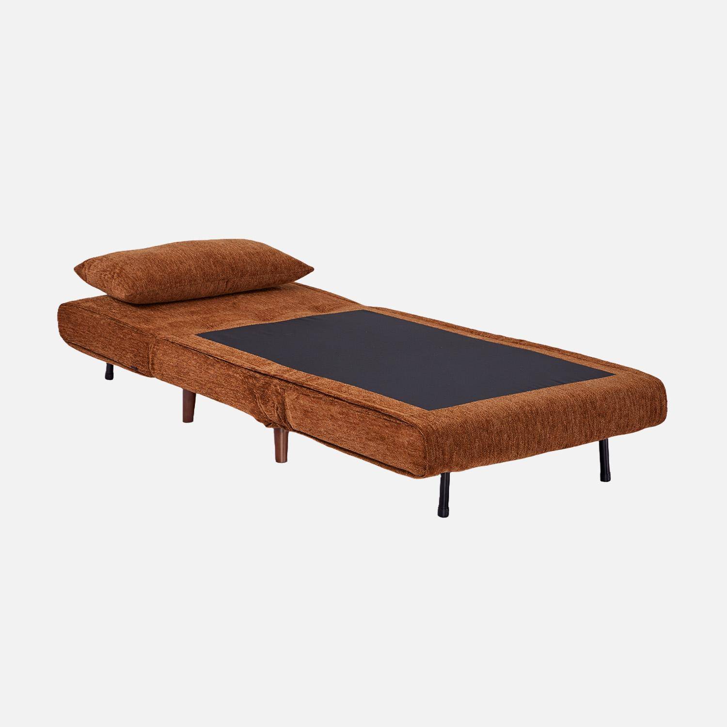 Chauffeuse convertible tissu chenille piètement bois 1 place terracotta - Guest,sweeek,Photo5
