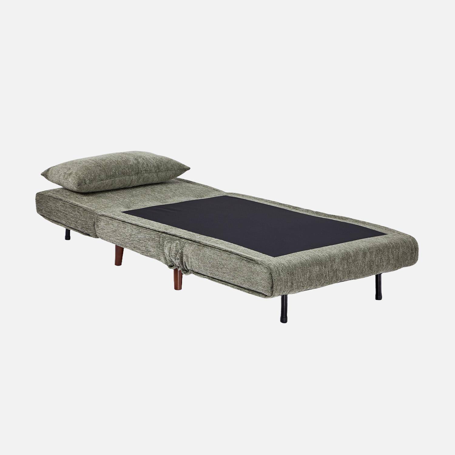 Chauffeuse convertible tissu chenille piètement bois 1 place vert - Guest,sweeek,Photo5