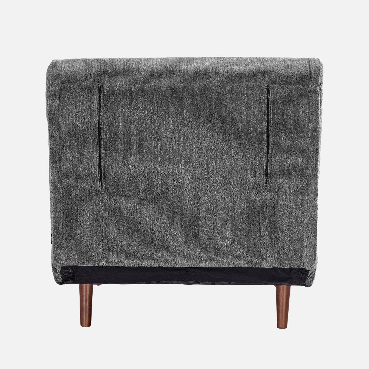 Chauffeuse convertible tissu chenille piètement bois 1 place gris - Guest,sweeek,Photo4