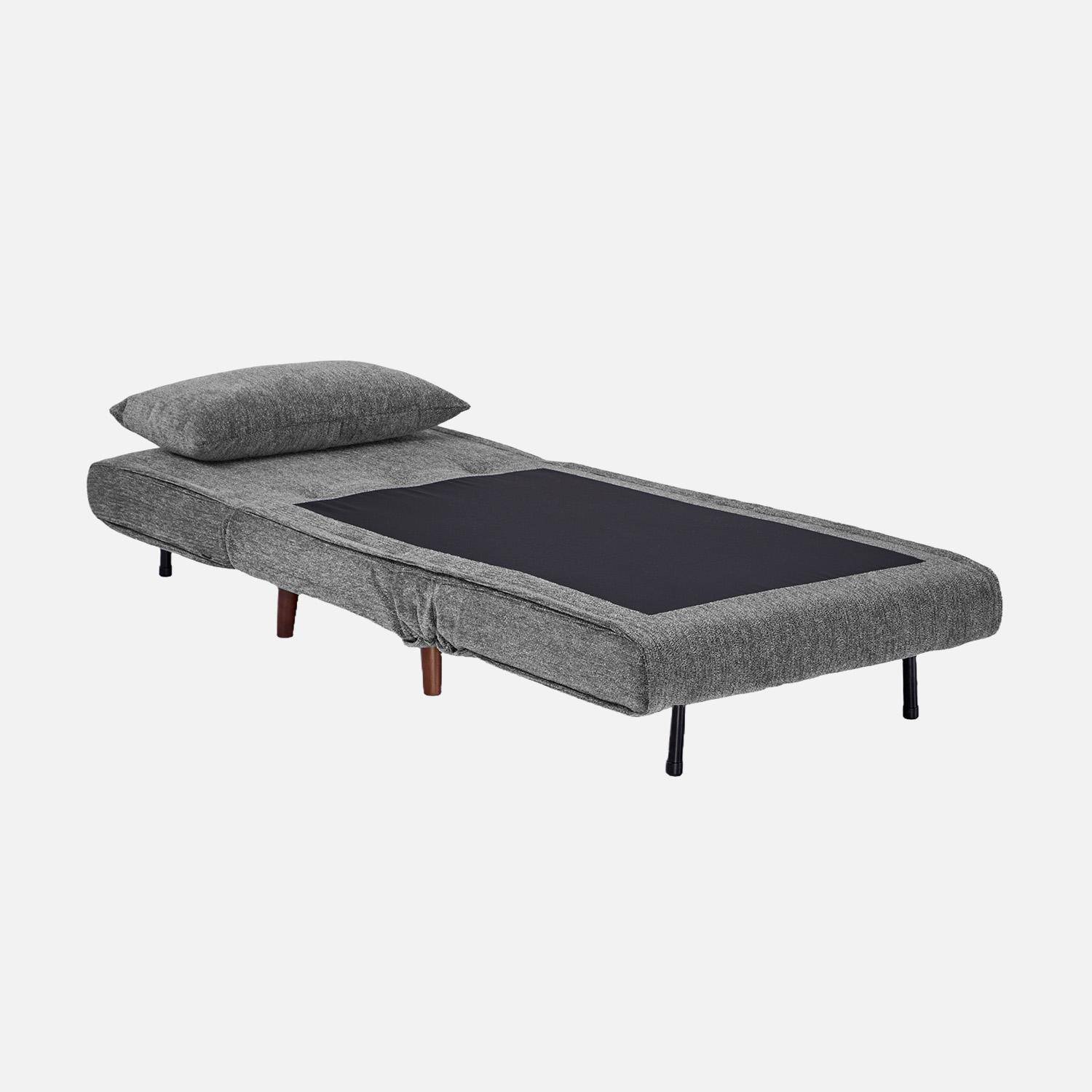 Chauffeuse convertible tissu chenille piètement bois 1 place gris - Guest,sweeek,Photo5