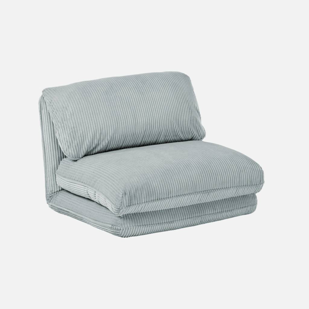 Sillón cama convertible de pana gruesa, Azul claro