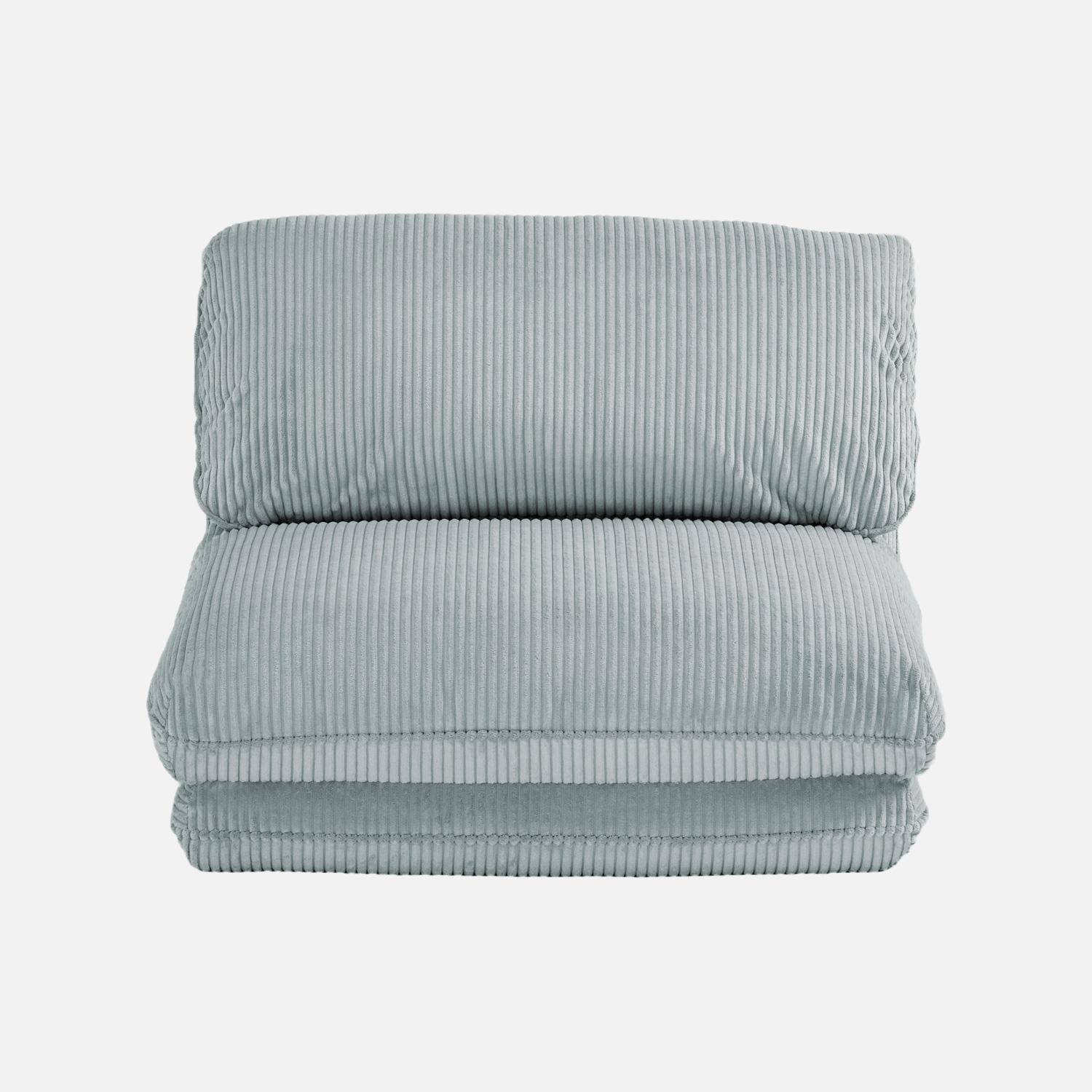 Chauffeuse matelas bleu clair convertible velours côtelé grosse côte 1 place Cosy Photo4