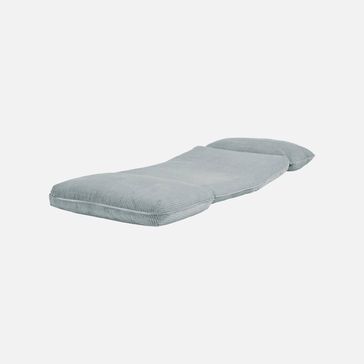 Chauffeuse matelas bleu clair convertible velours côtelé grosse côte 1 place Cosy Photo6