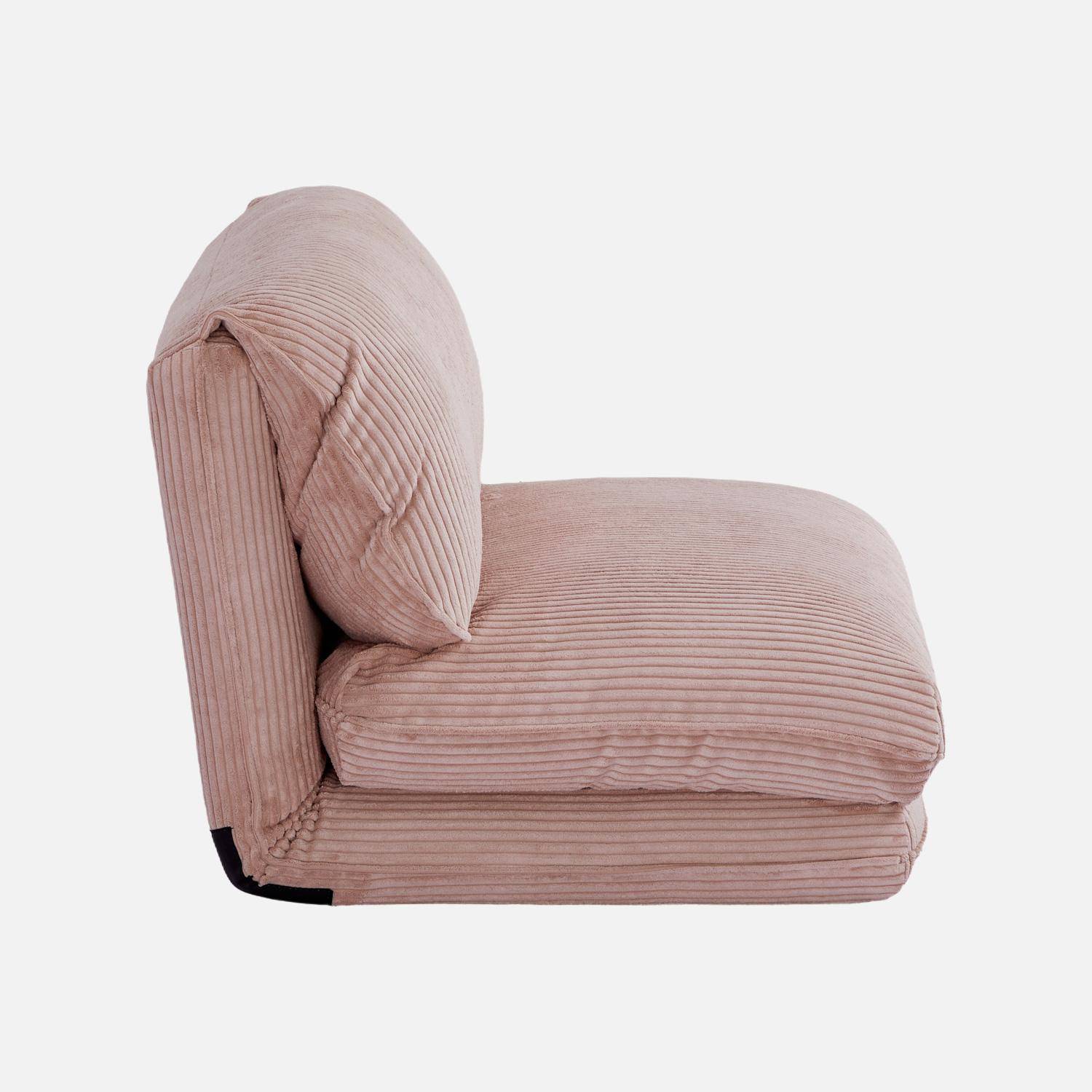 Chauffeuse matelas rose pâle convertible velours côtelé grosse côte 1 place Cosy Photo5