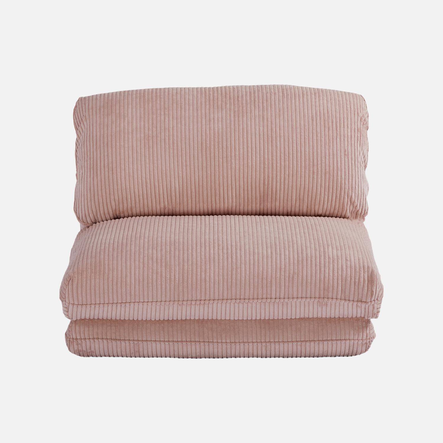 Chauffeuse matelas rose pâle convertible velours côtelé grosse côte 1 place Cosy Photo4