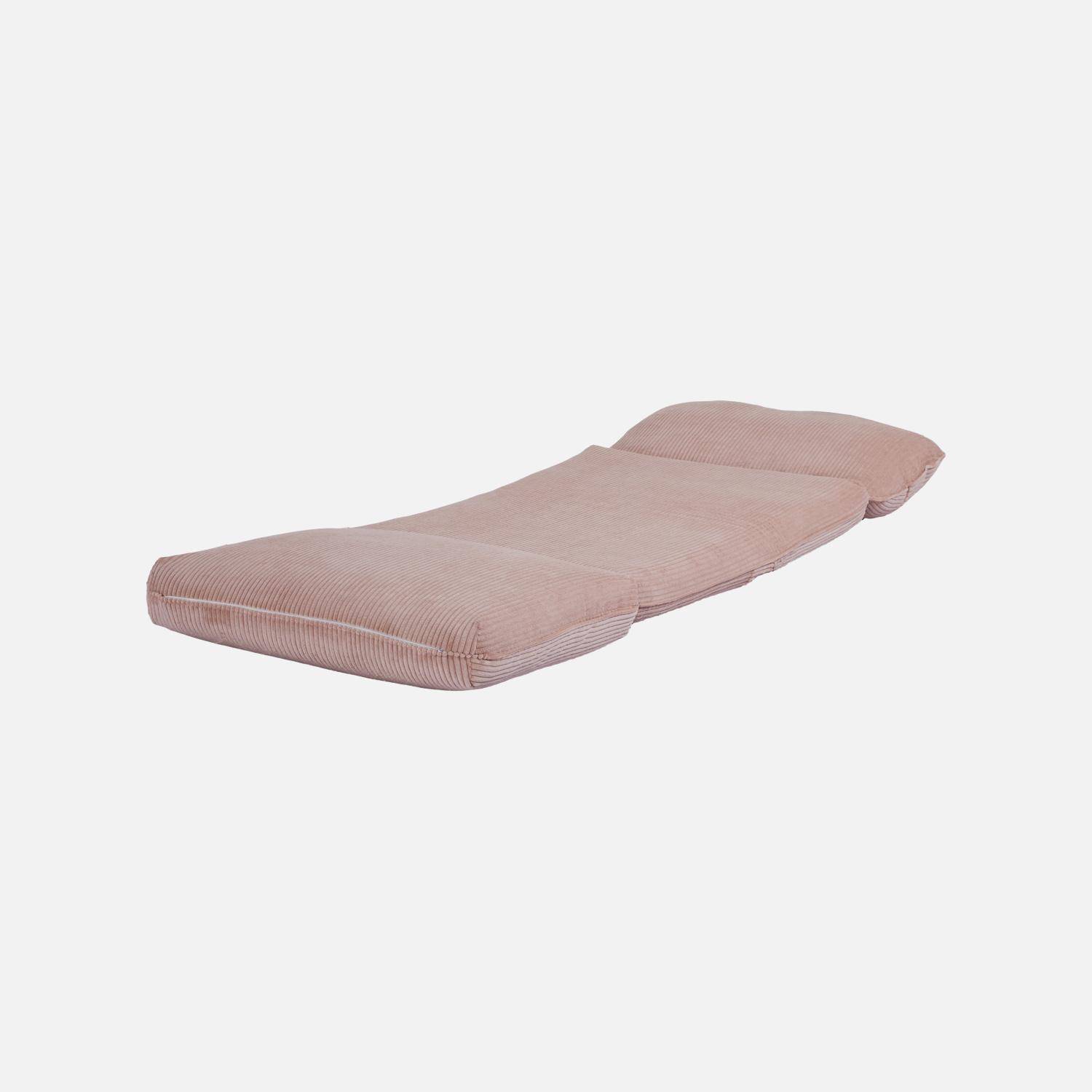 Chauffeuse matelas rose pâle convertible velours côtelé grosse côte 1 place Cosy Photo6