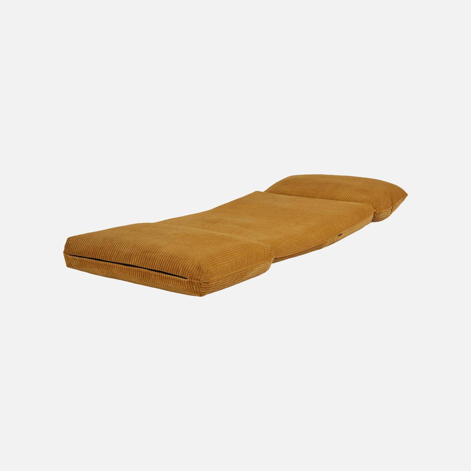 Chauffeuse matelas moutarde convertible velours côtelé grosse côte 1 place Cosy Photo6