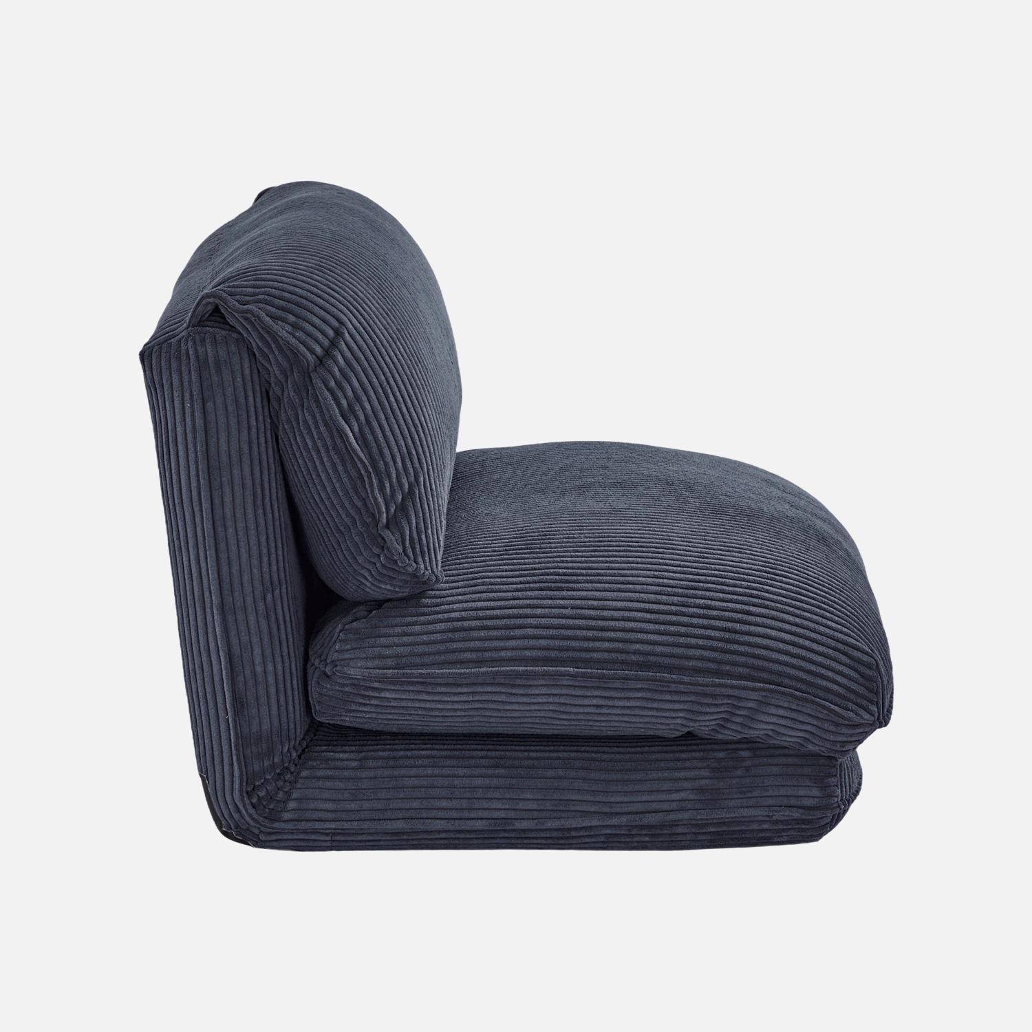 Chauffeuse matelas bleu foncé convertible velours côtelé grosse côte 1 place Cosy Photo5