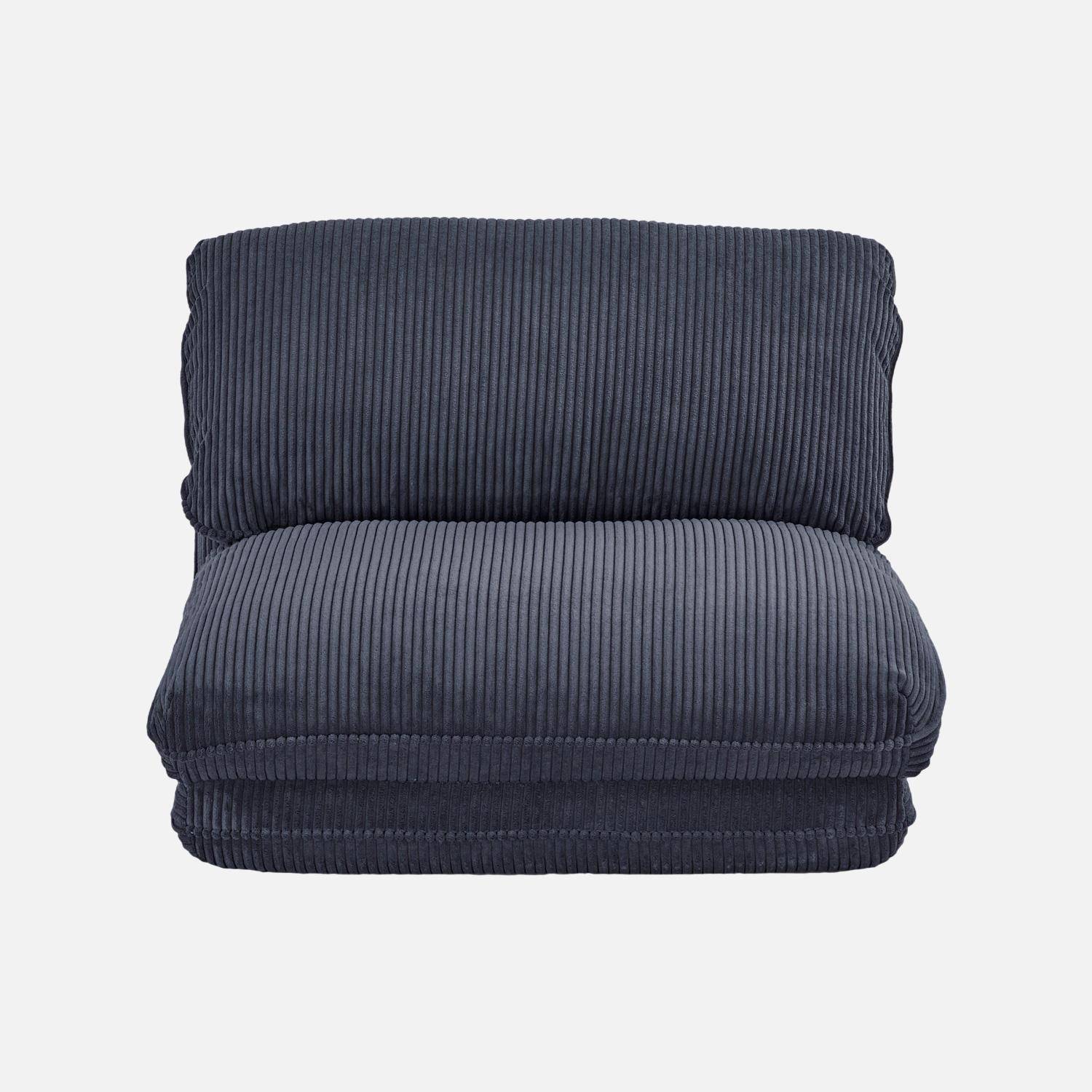Chauffeuse matelas bleu foncé convertible velours côtelé grosse côte 1 place Cosy Photo4
