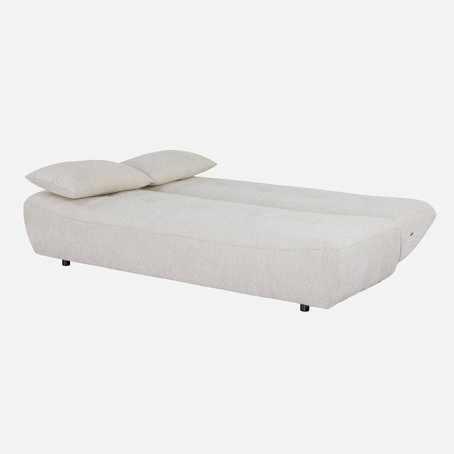 Divano letto convertibile in tessuto ciniglia, 3 posti Bianco - 195x99x83 cm Photo5