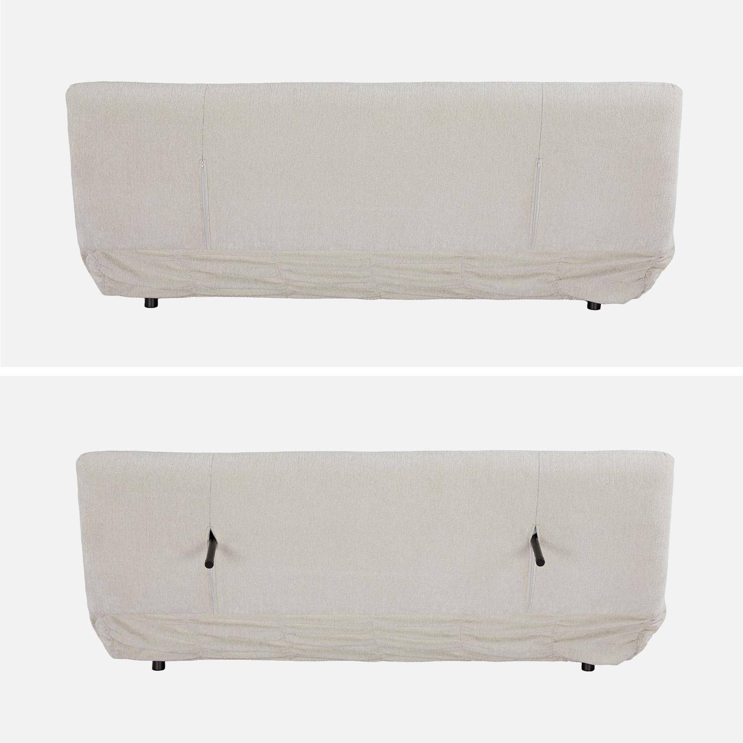 Divano letto convertibile in tessuto ciniglia, 3 posti Bianco - 195x99x83 cm,sweeek,Photo3