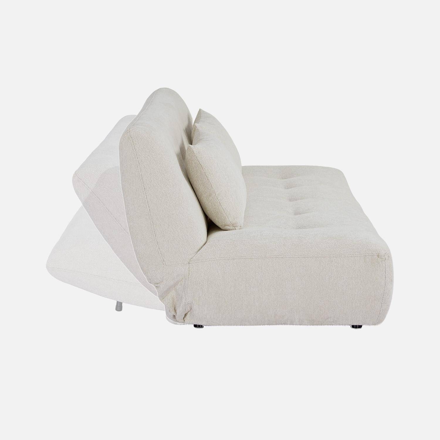 Divano letto convertibile in tessuto ciniglia, 3 posti Bianco - 195x99x83 cm,sweeek,Photo4