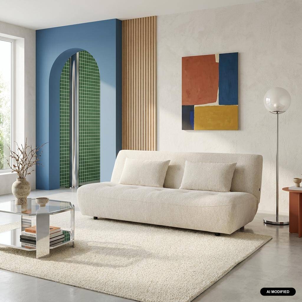 3-Sitzer Schlafsofa mit Chenille-Bezug weiß - Klik Photo1