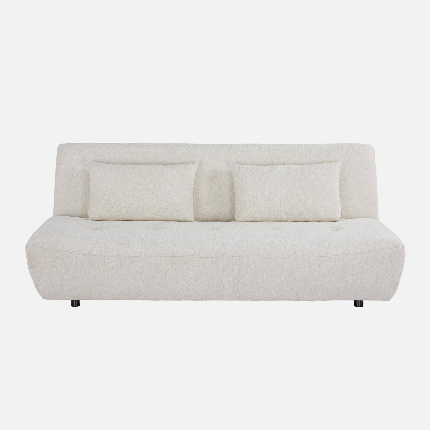 Divano letto convertibile in tessuto ciniglia, 3 posti Bianco - 195x99x83 cm Photo2