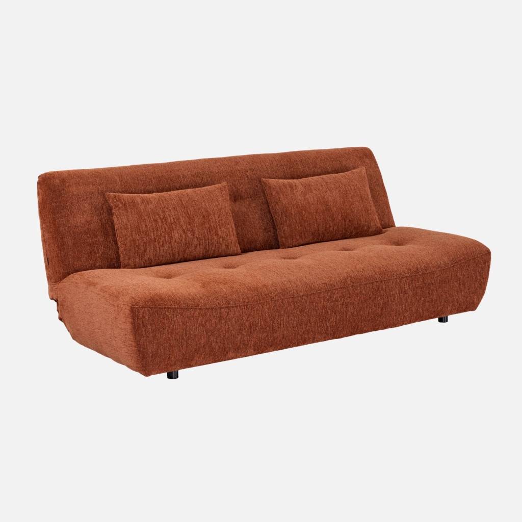 Banquette convertible tissu chenille 3 places terracotta