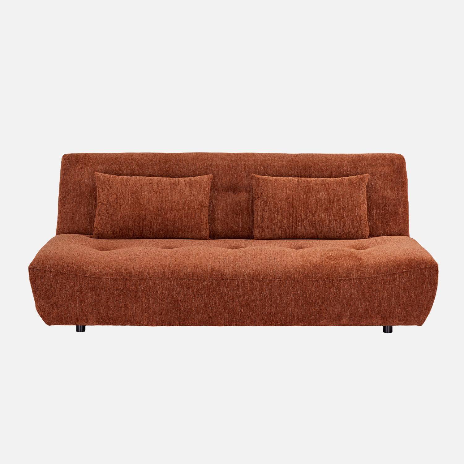 Banquette convertible tissu chenille 3 places terracotta - Klik Photo2