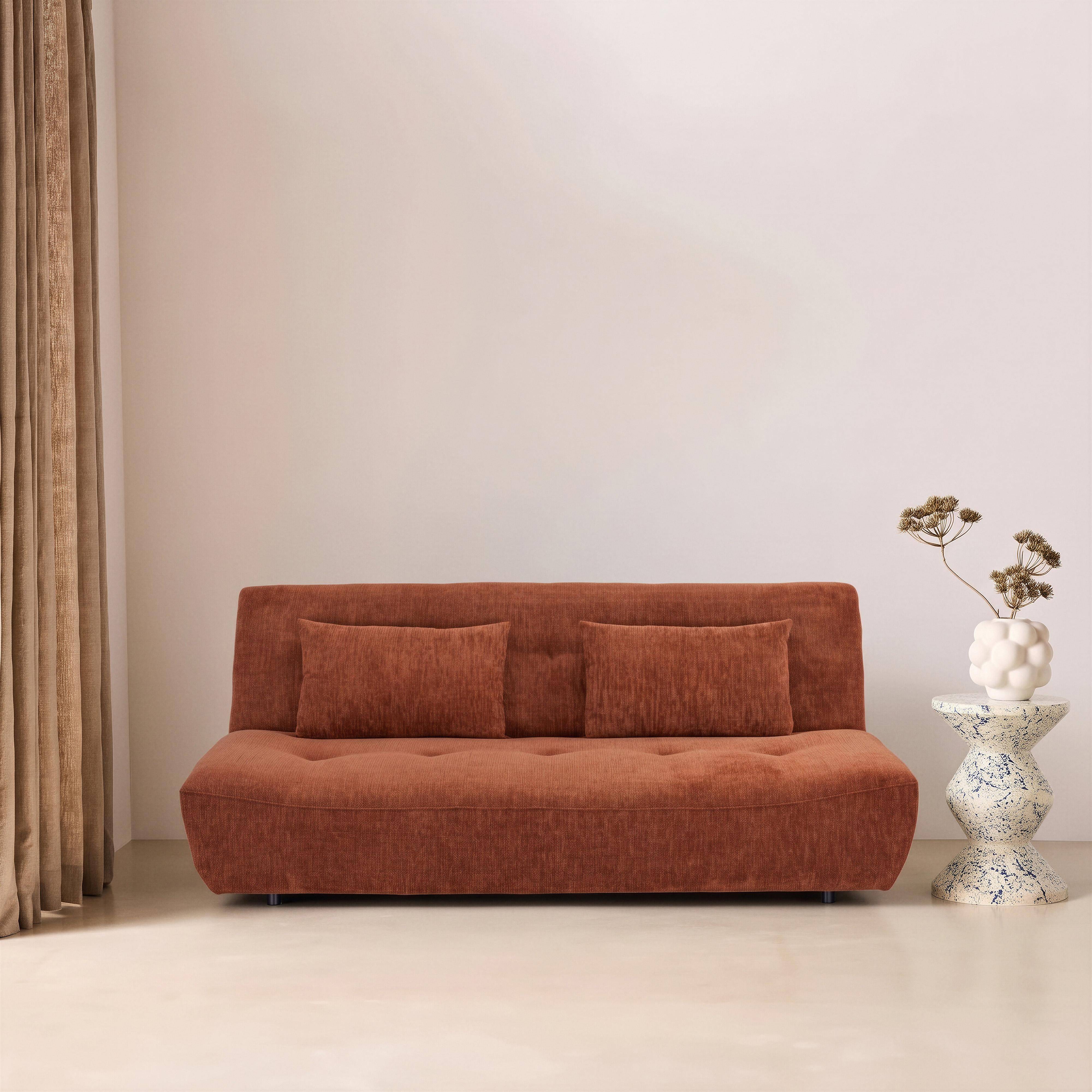 3-Sitzer Schlafsofa mit Chenille-Bezug terrakotta - Klik,sweeek,Photo1