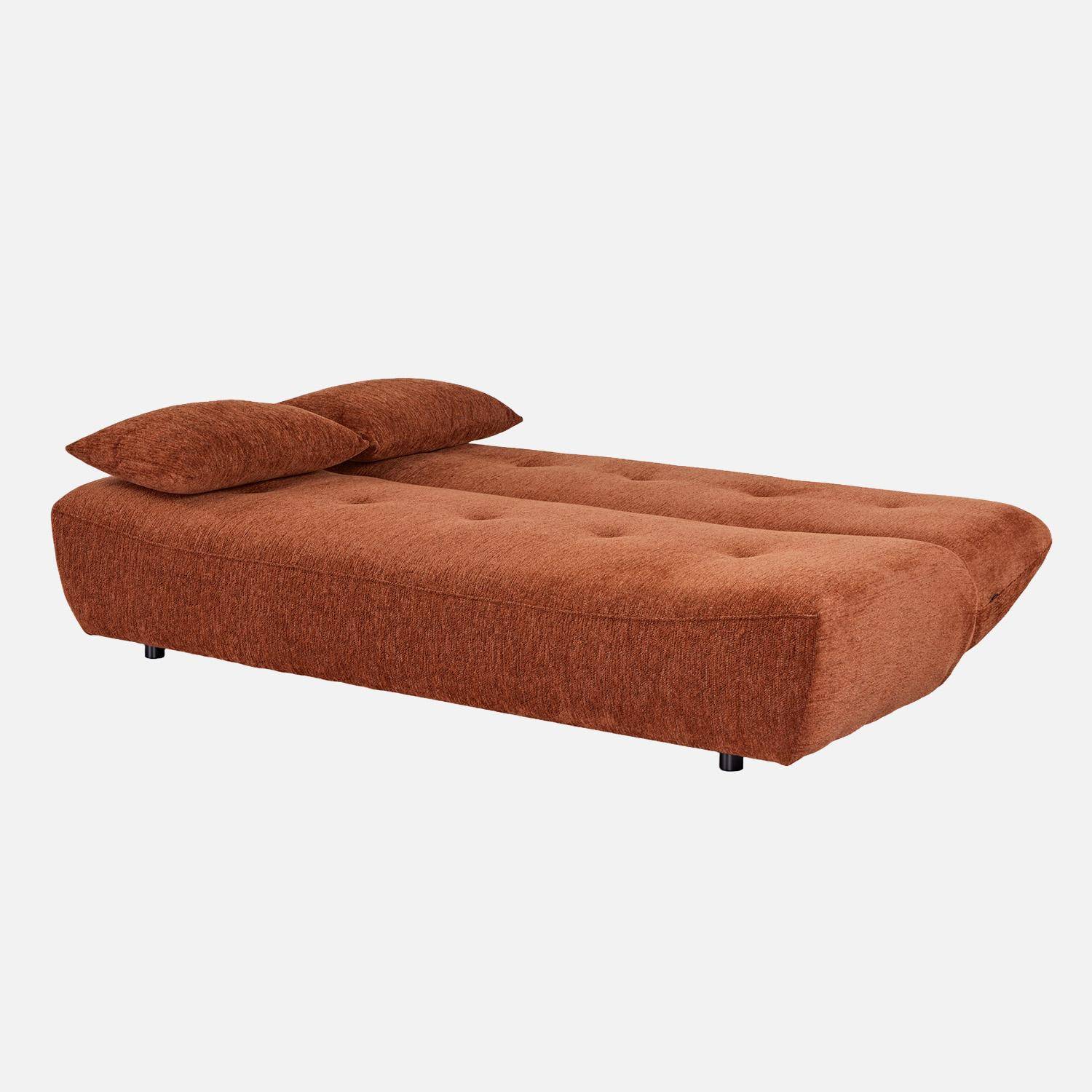Banquette convertible tissu chenille 3 places terracotta - Klik,sweeek,Photo5