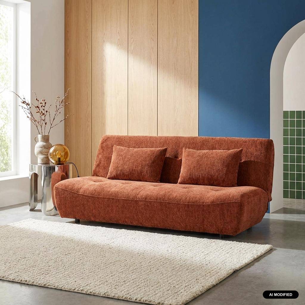 3-Sitzer Schlafsofa mit Chenille-Bezug terrakotta - Klik,sweeek,Photo1