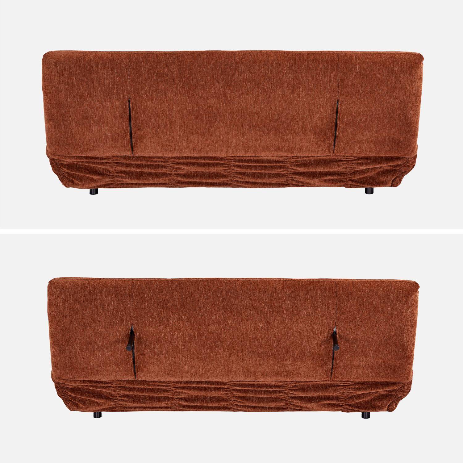Banquette convertible tissu chenille 3 places terracotta - Klik Photo3