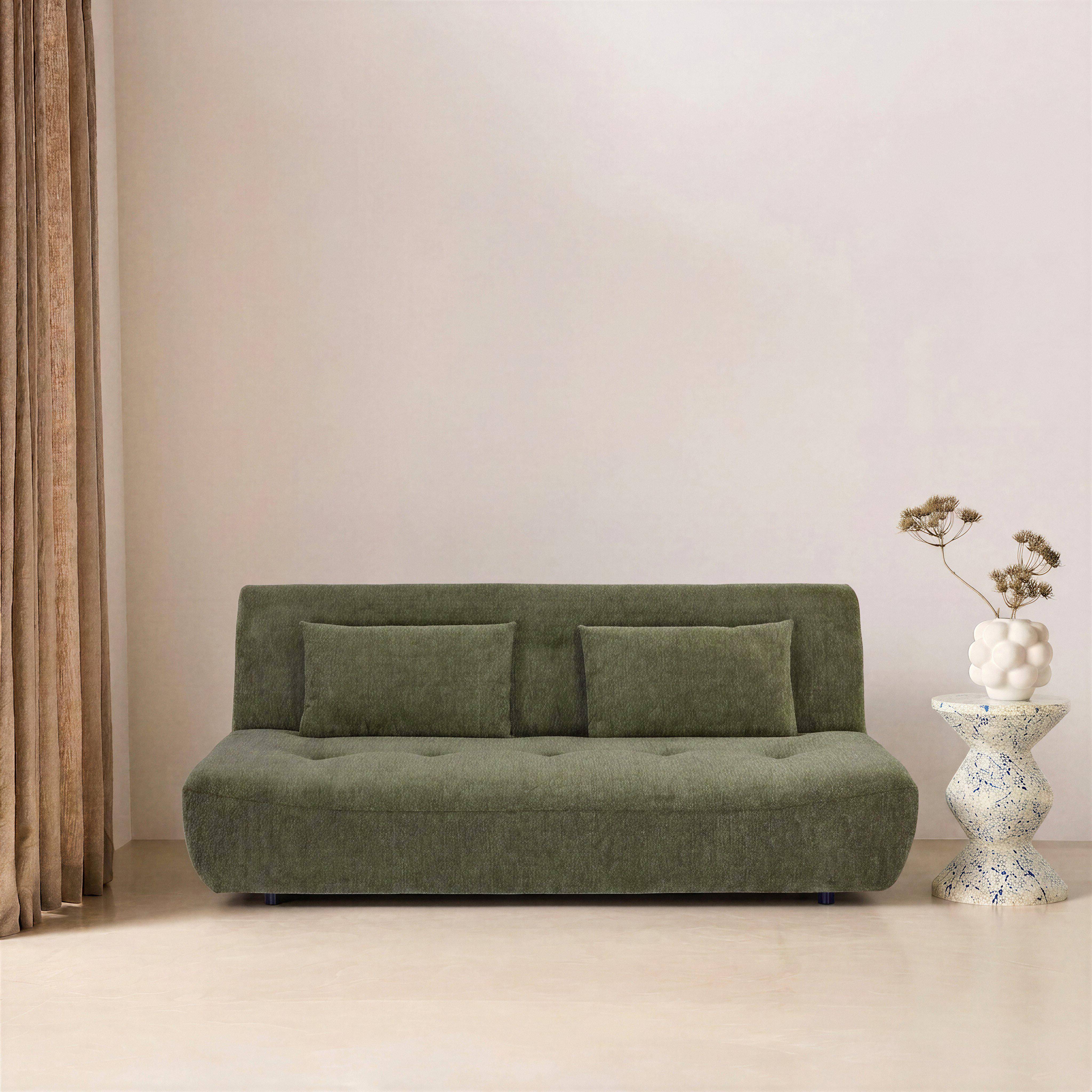 3-Sitzer Schlafsofa mit Chenille-Bezug grün - Klik Photo1