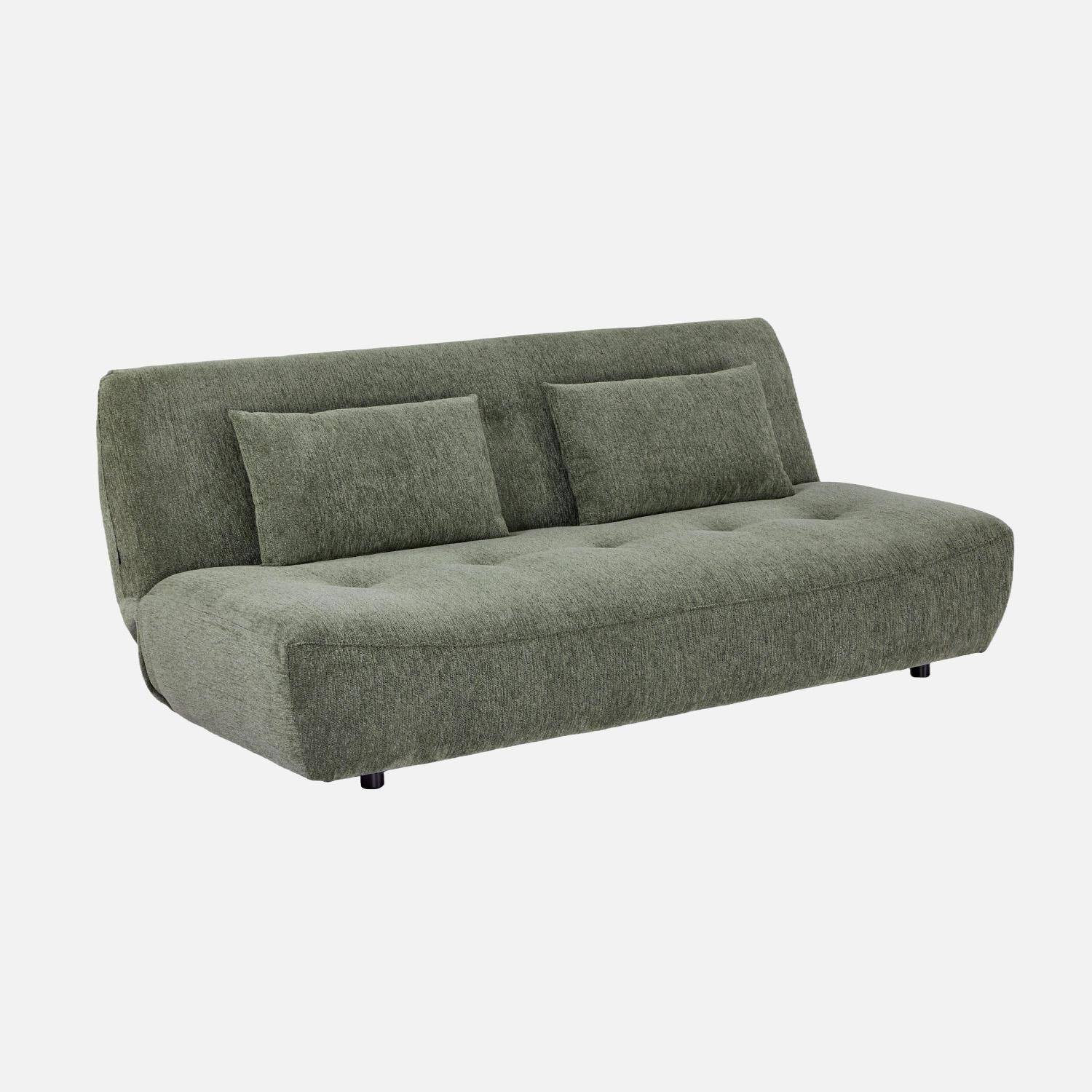 Banquette convertible tissu chenille 3 places vert - Klik,sweeek,Photo1