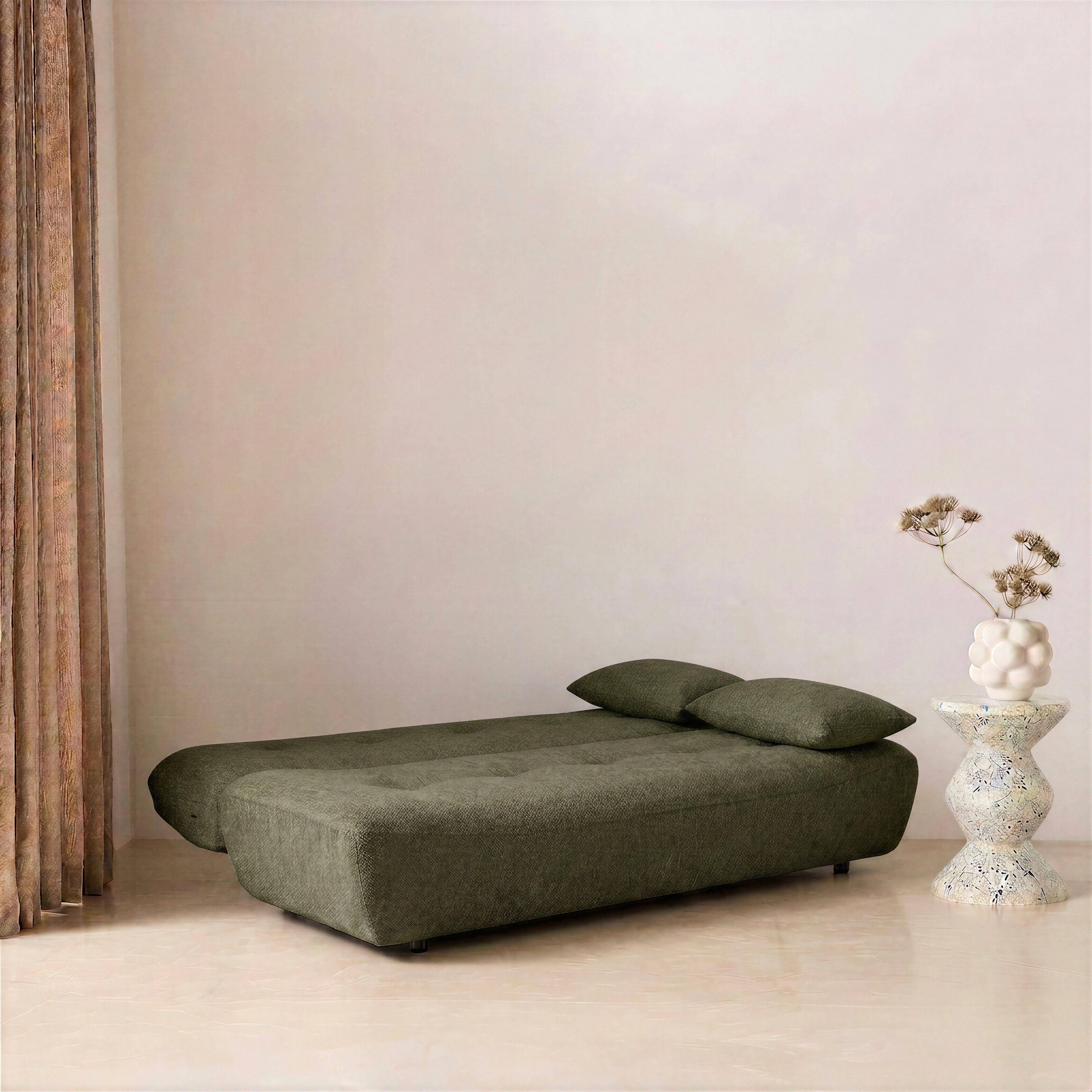 3-Sitzer Schlafsofa mit Chenille-Bezug grün - Klik Photo3