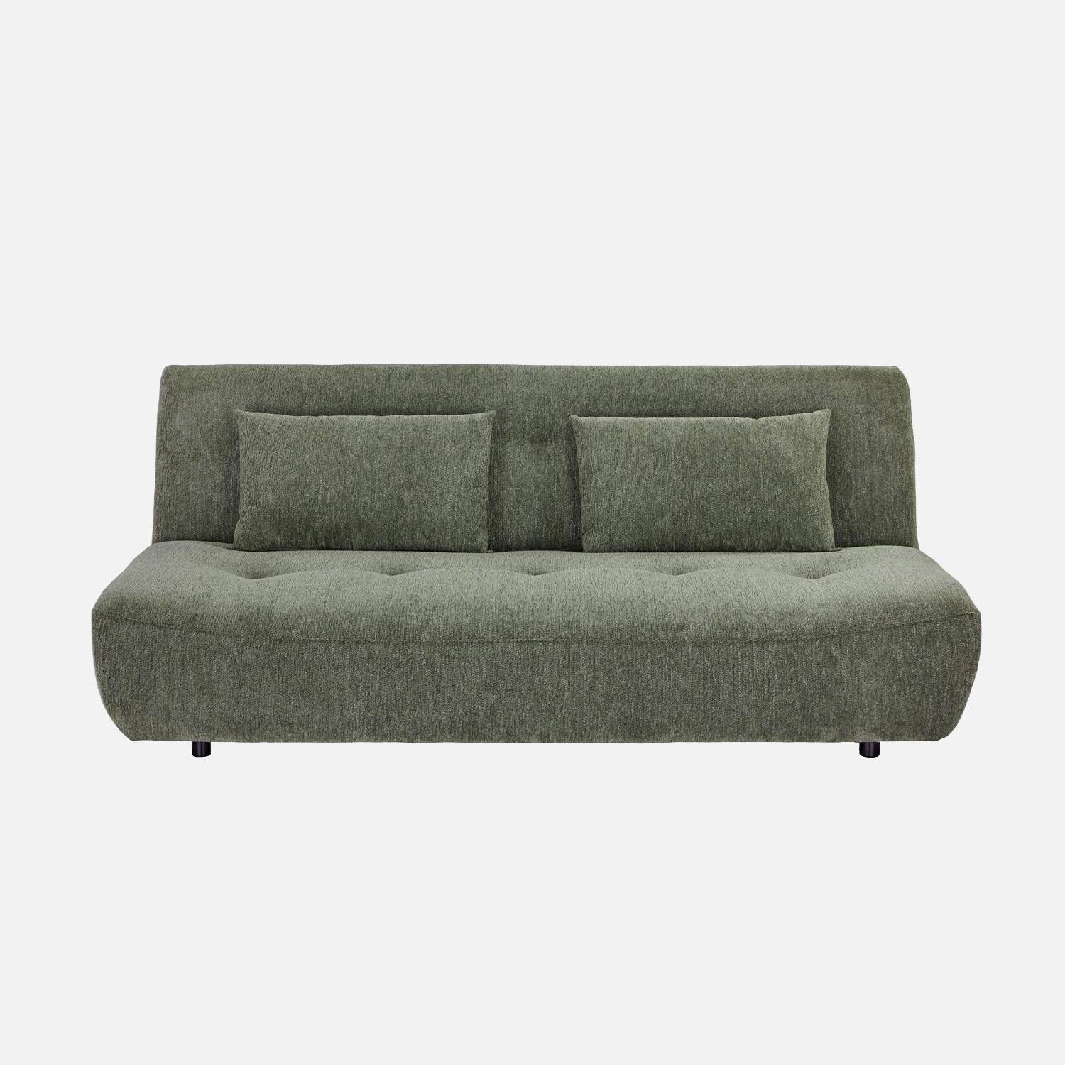 Banquette convertible tissu chenille 3 places vert - Klik,sweeek,Photo2