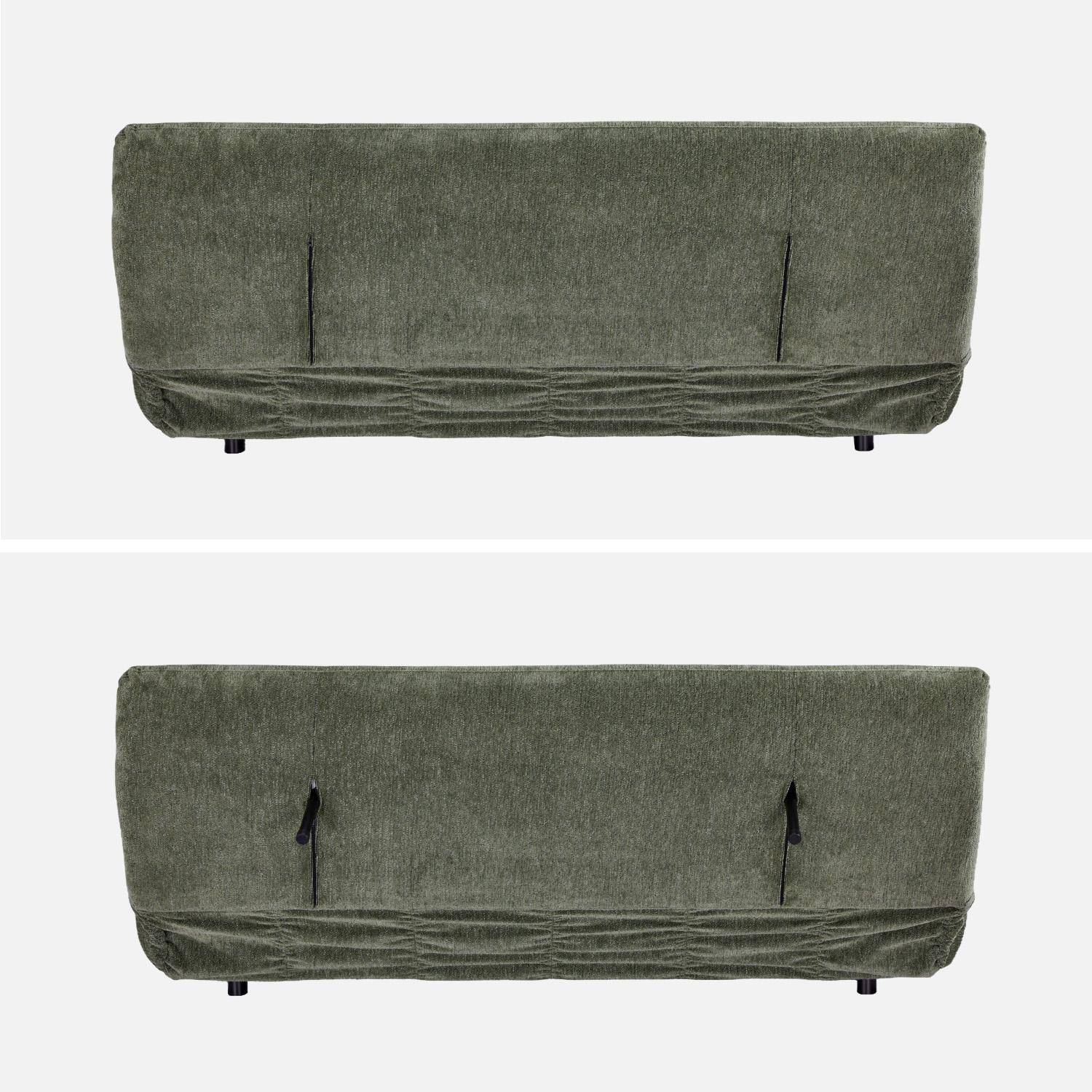 Banquette convertible tissu chenille 3 places vert - Klik Photo3